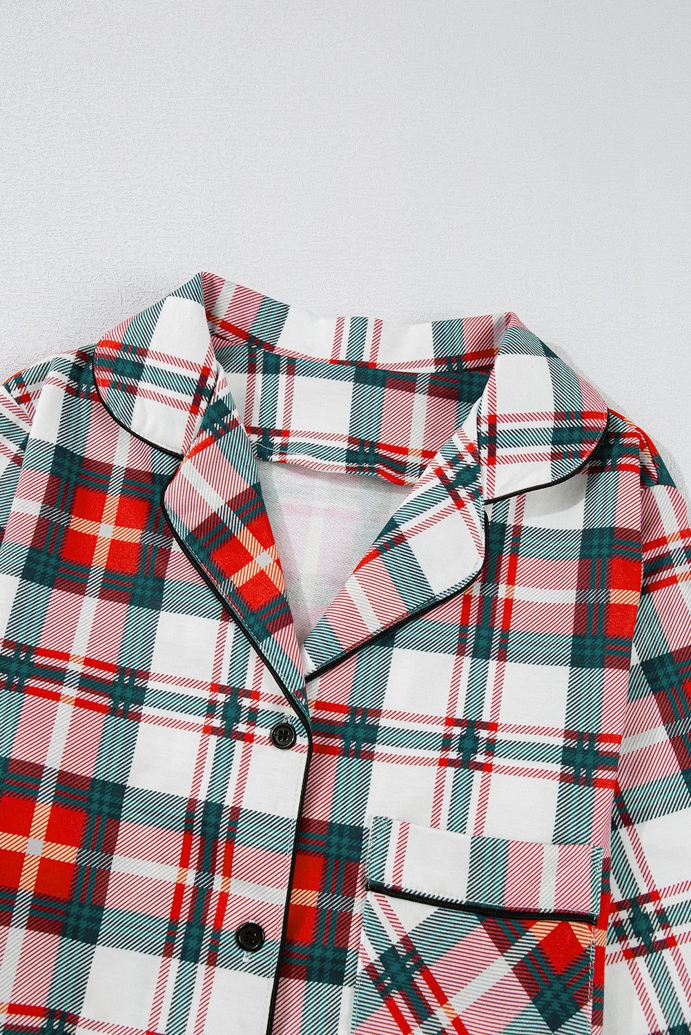 Red Christmas Plaid Print Two Piece Long-Sleeve Pyjama Set eAura