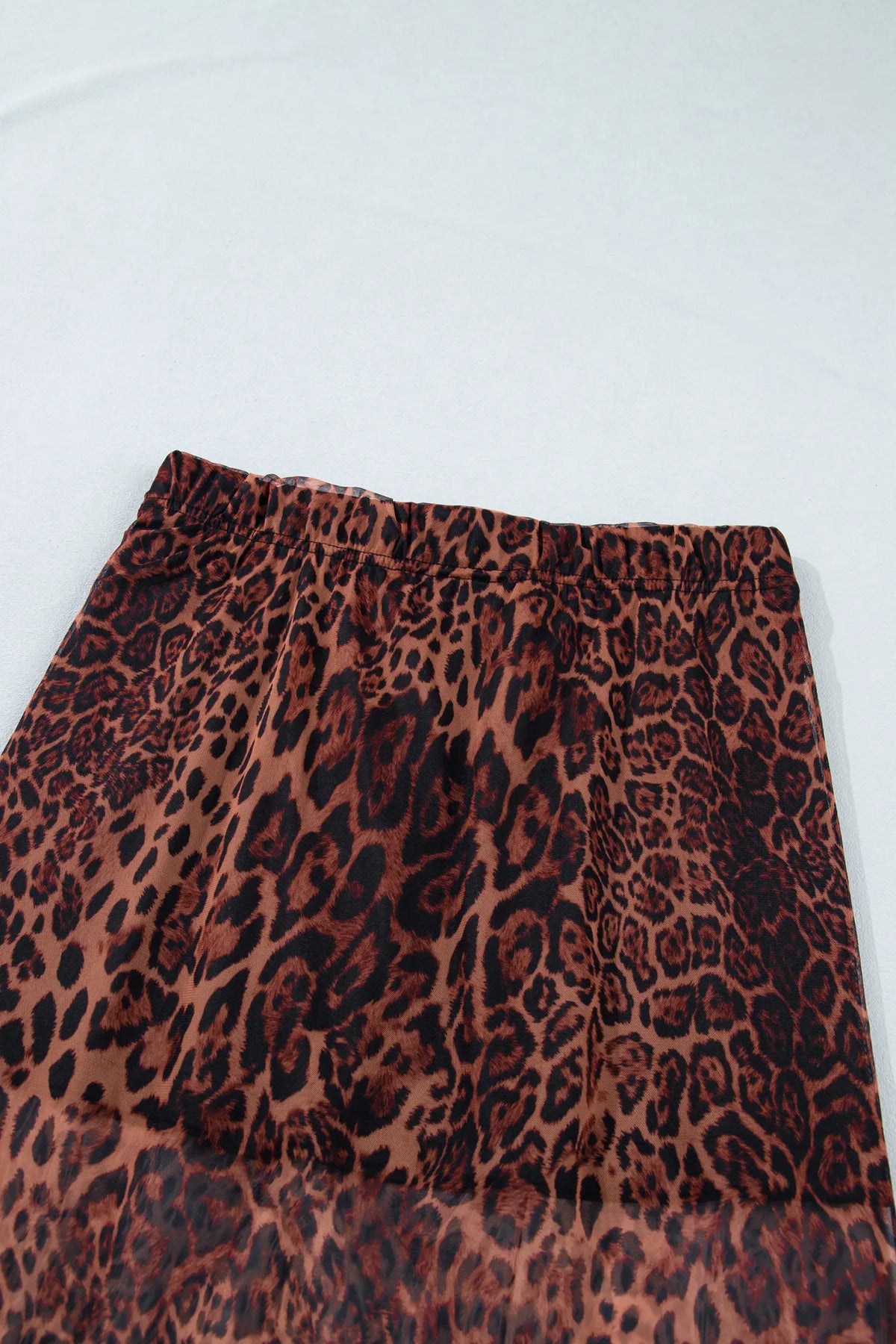 Leopard Sheer Maxi Skirt – Brown