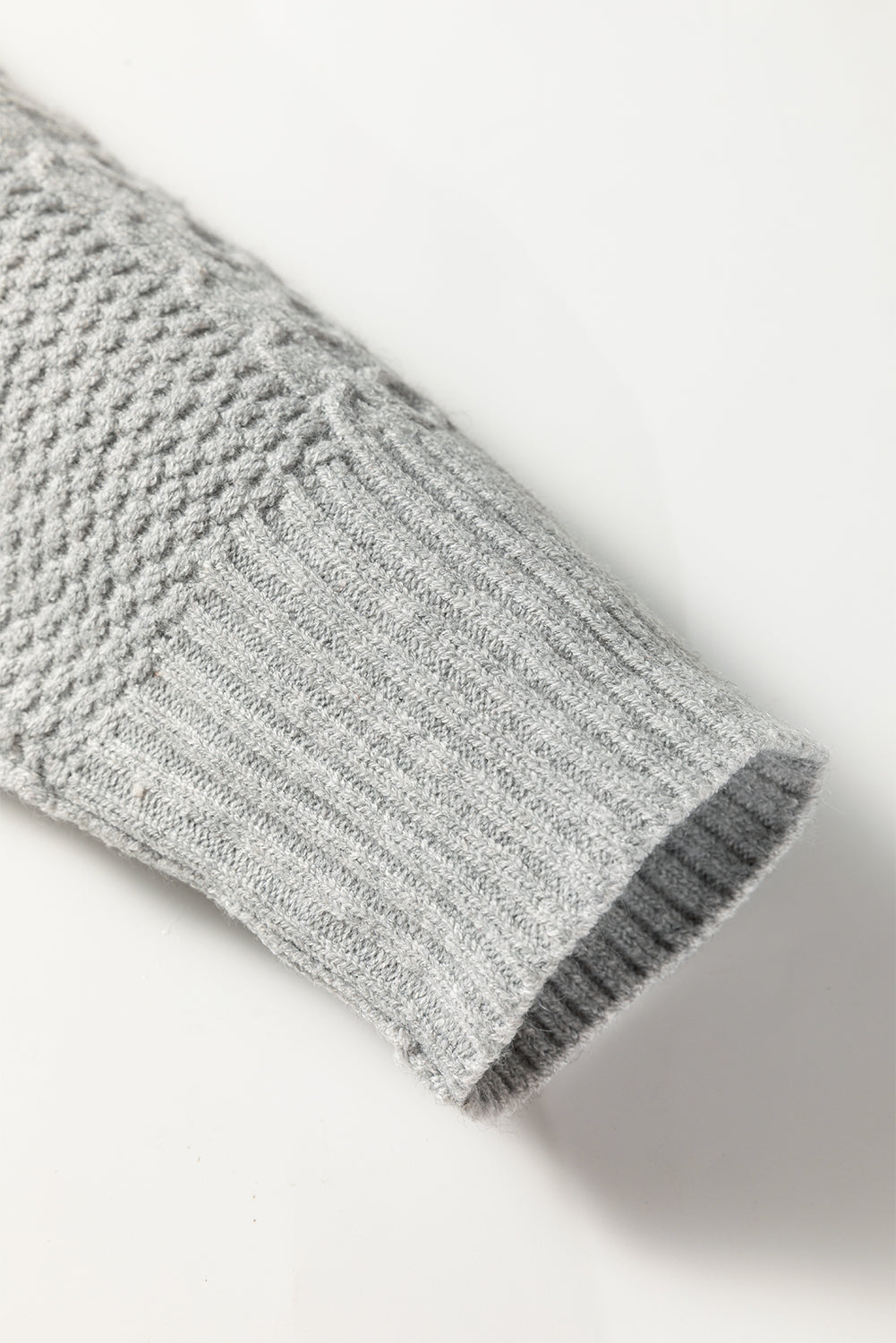 Cable Knit Quarter Zip Ribbed Trim Loose Sweater Dress - eAura