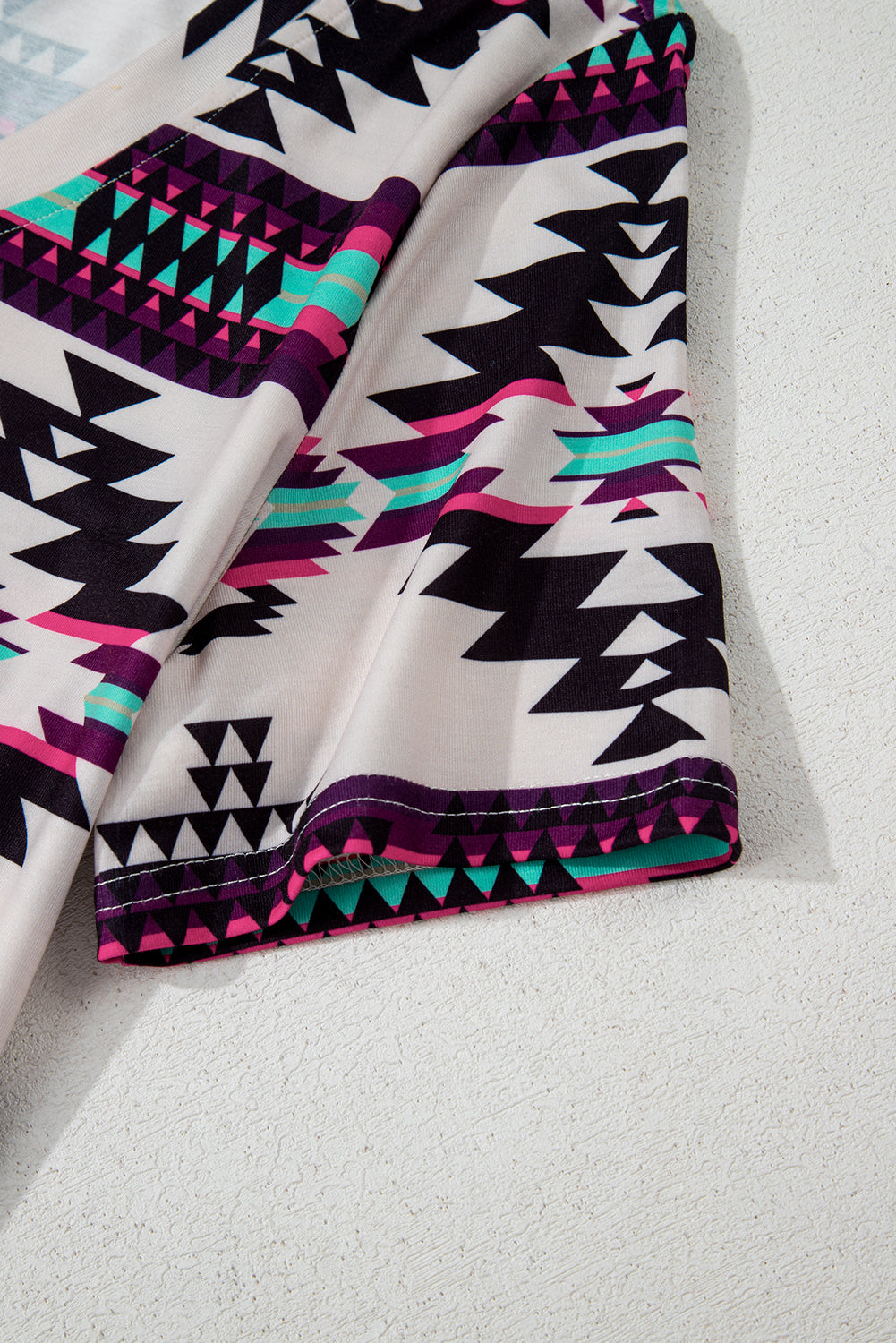 Beige Western Aztec Printed Long T-shirt Dress eAura