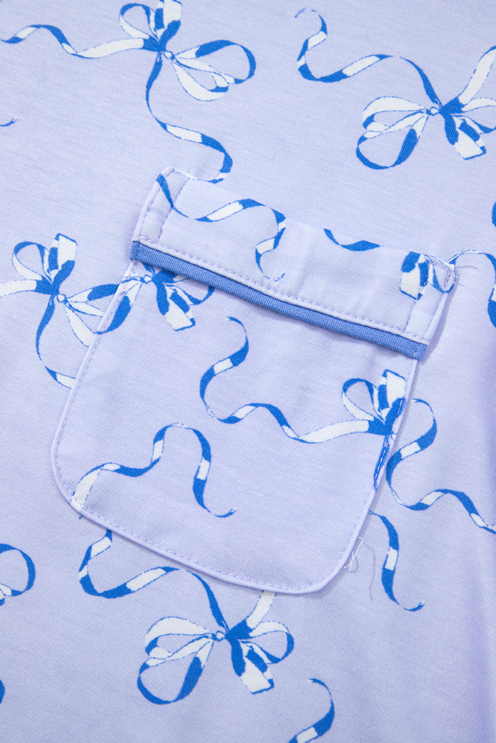Sky Blue Bow Print Ruffled Short Pyjamas eAura