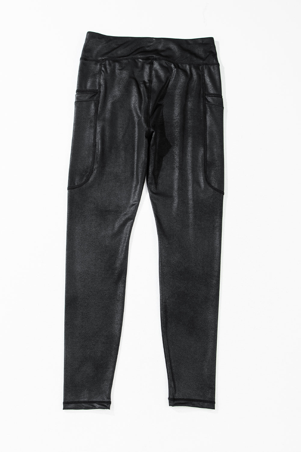 Black V Crossover High Waist Pocketed Leggings eAura