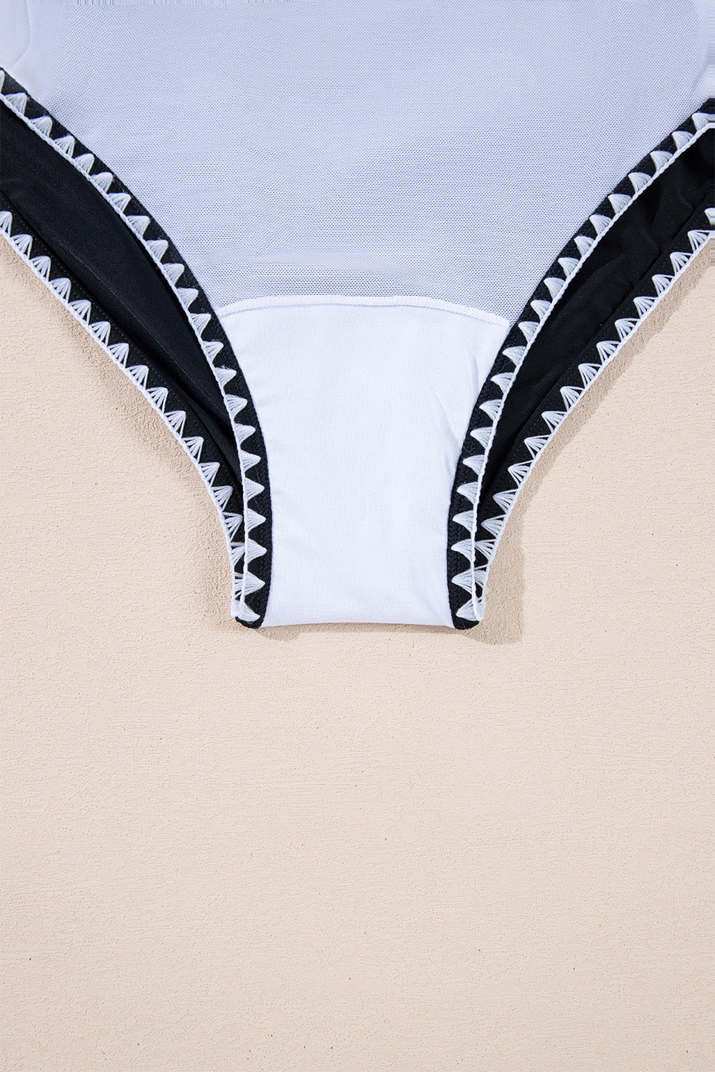 Black Colour Block Ric Rac Trim U Neck One Piece Swimsuit eAura