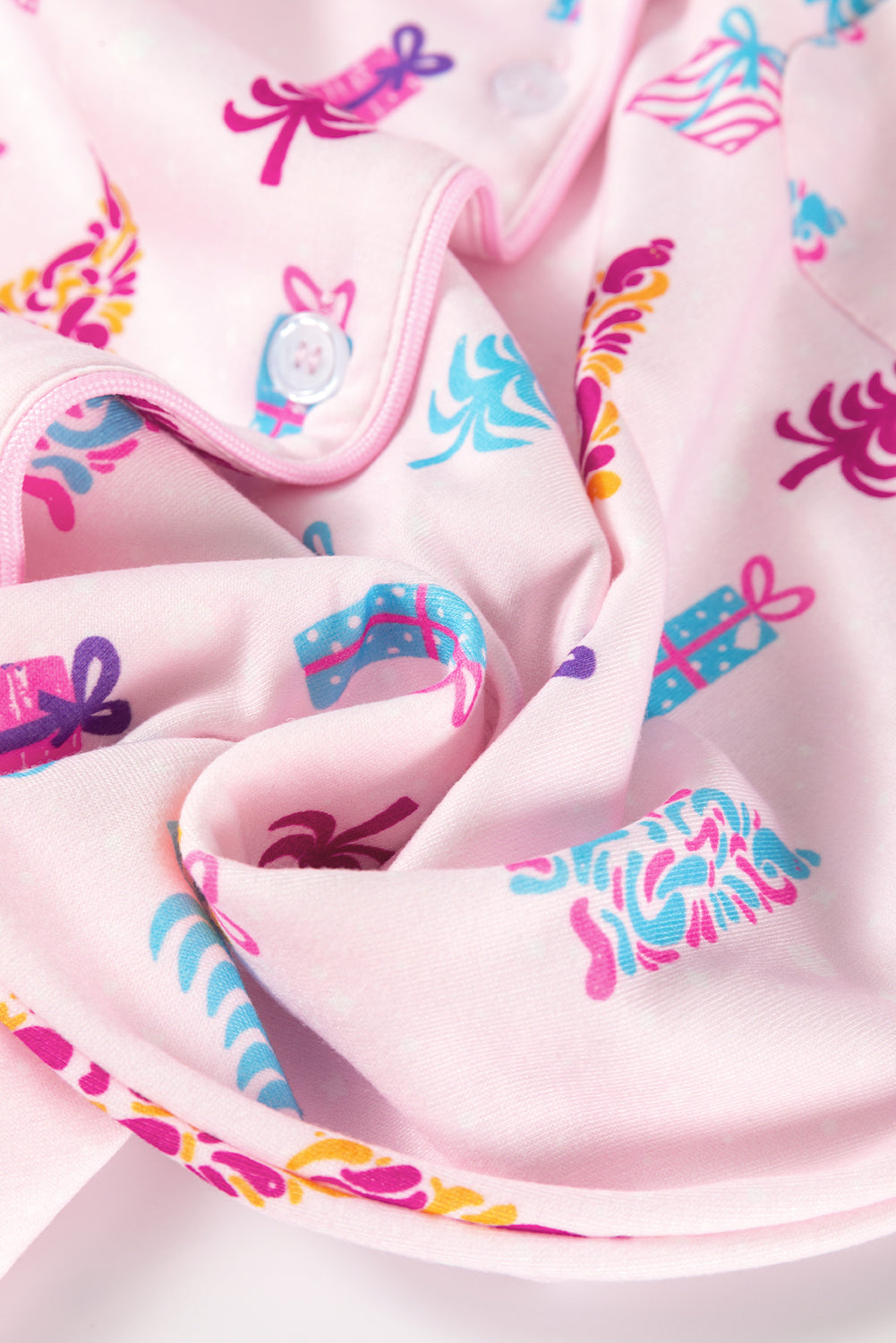 Pink Christmas Twinkle Tree Print Shirt Nightie Sleep Dress eAura