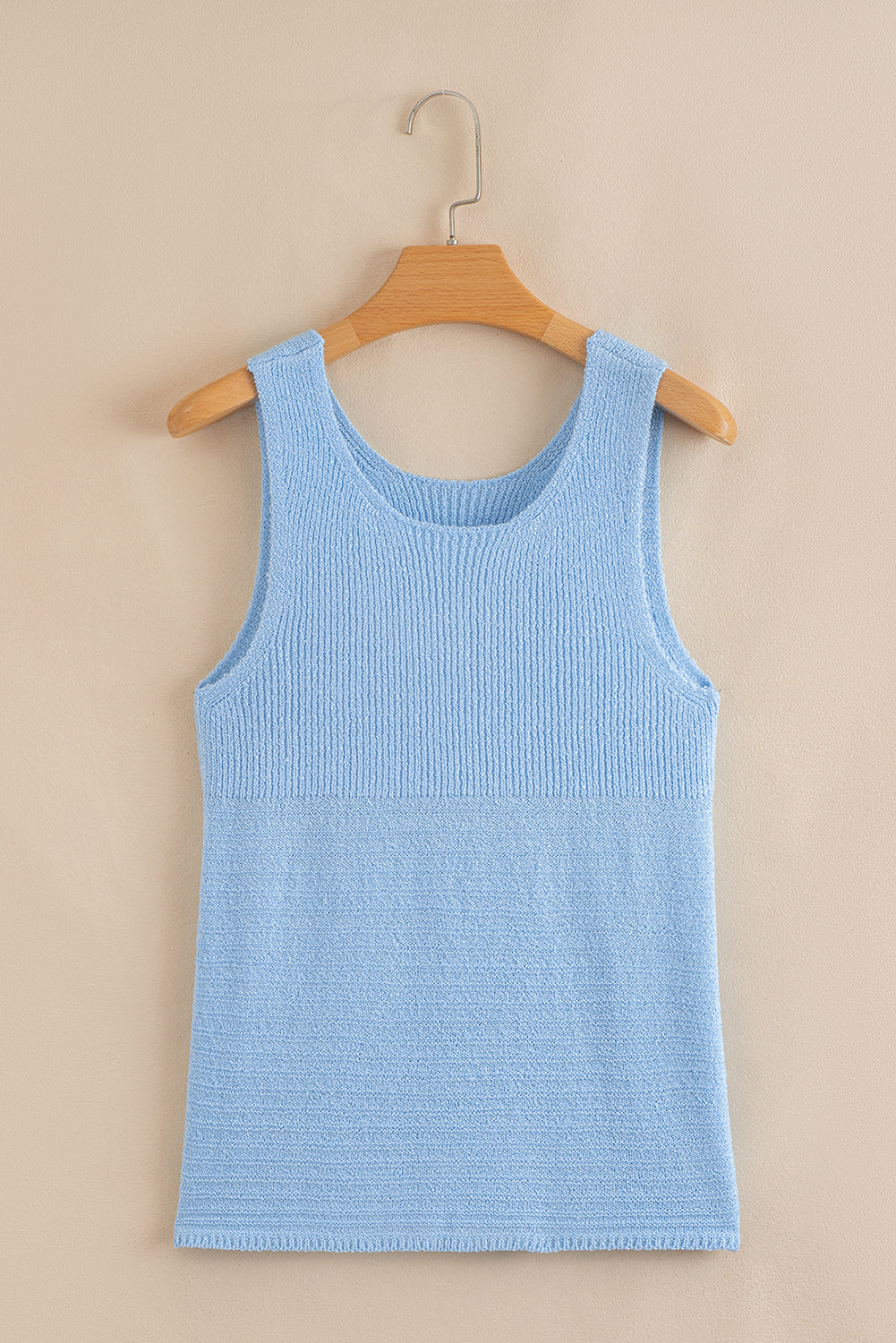Beau Blue Horizontal Ribbing Patchwork Swing Sweater Tank eAura