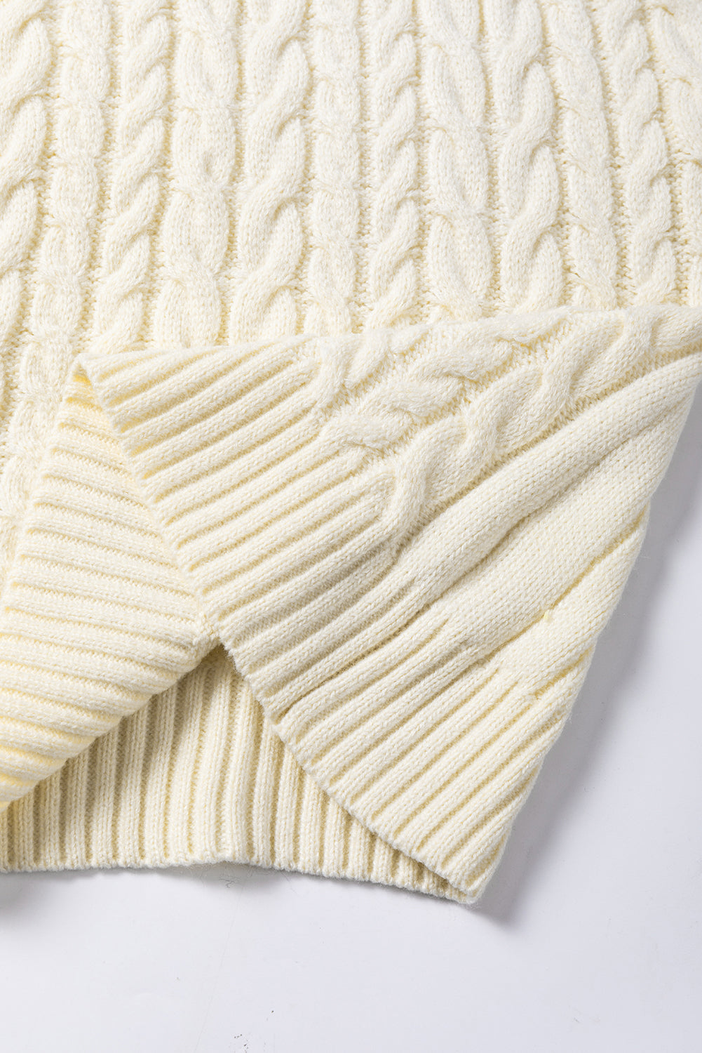 Oatmeal Cable Knit High Neck Sweater Vest eAura