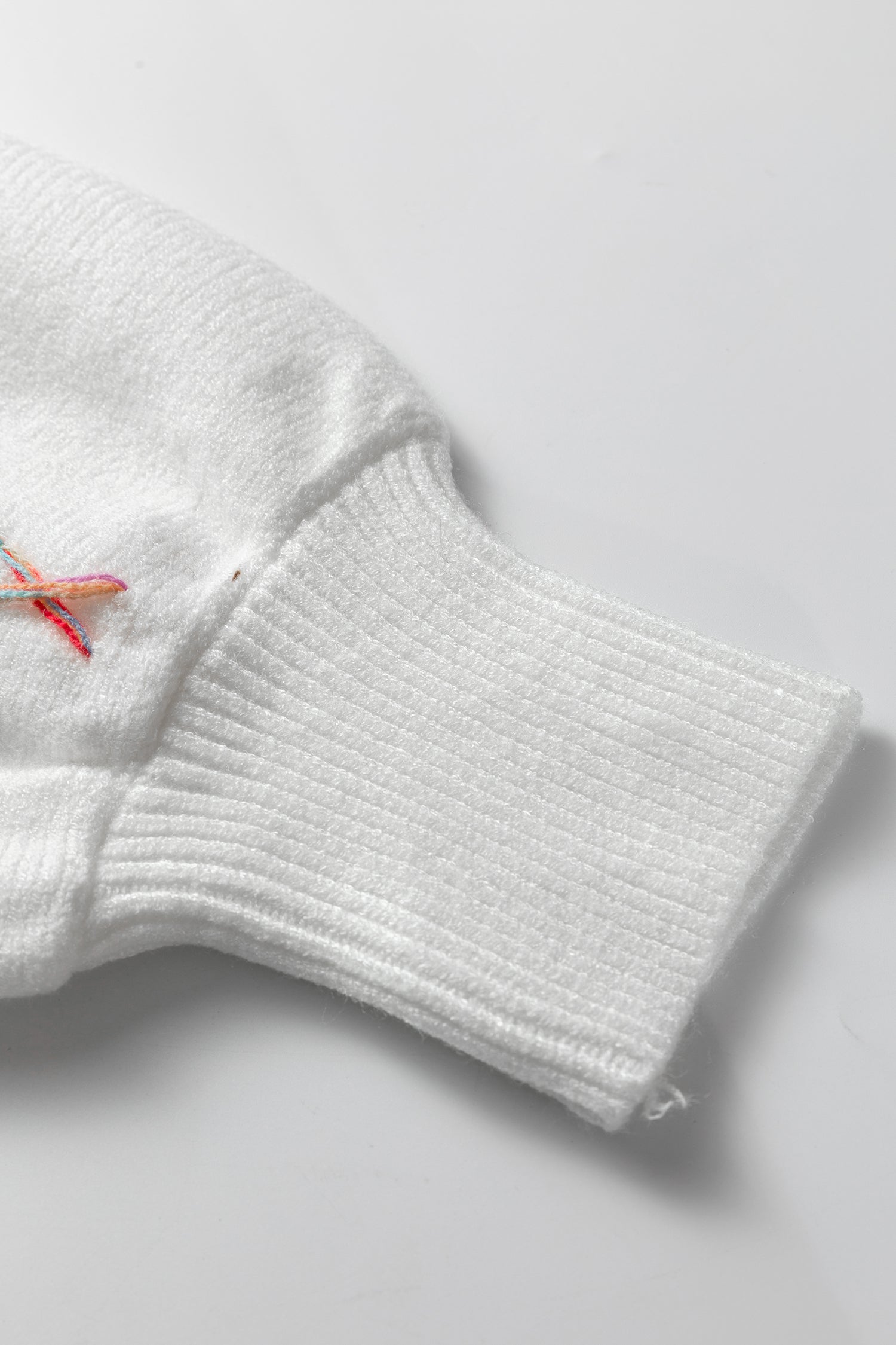 Rainbow Stitching Balloon Sleeve Relaxed Sweater - Sweaters & Cardigans/Sweaters