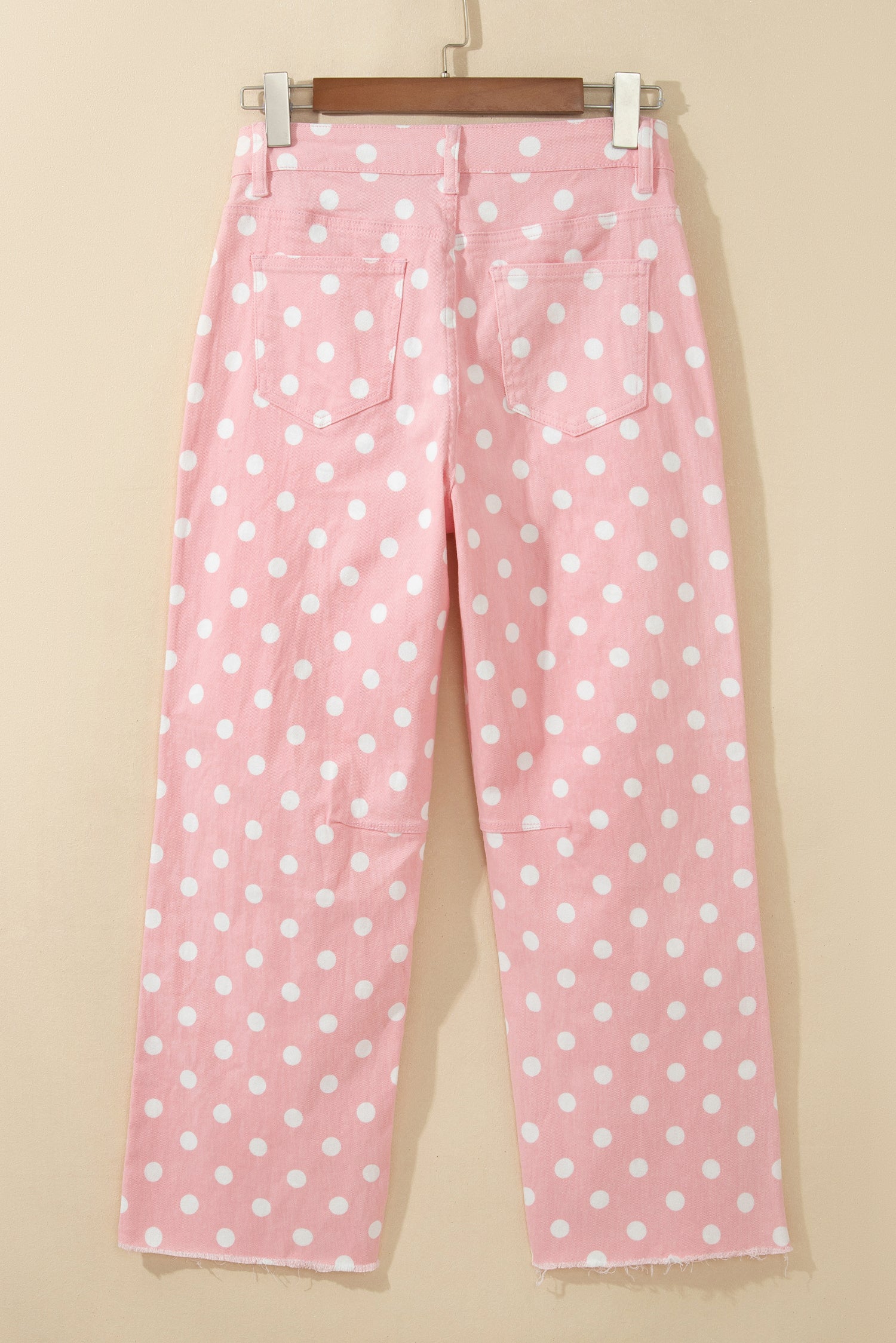 Polka Dot Casual Slim Fit Jeans – Pink