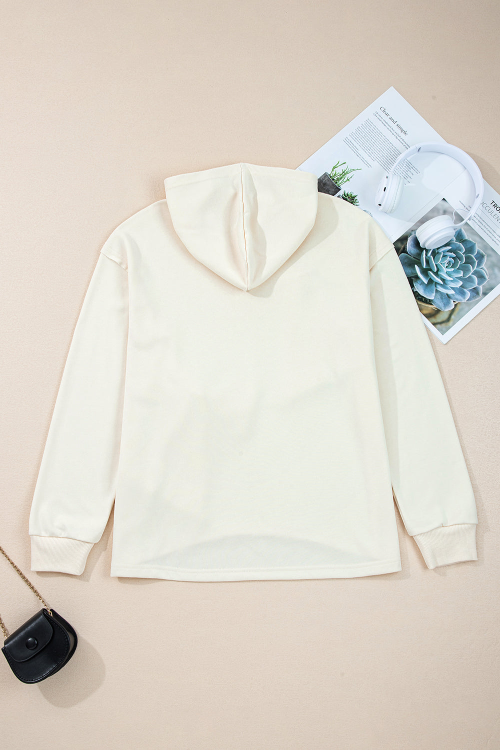 White Cute Bow Detail Baggy Hoodie eAura