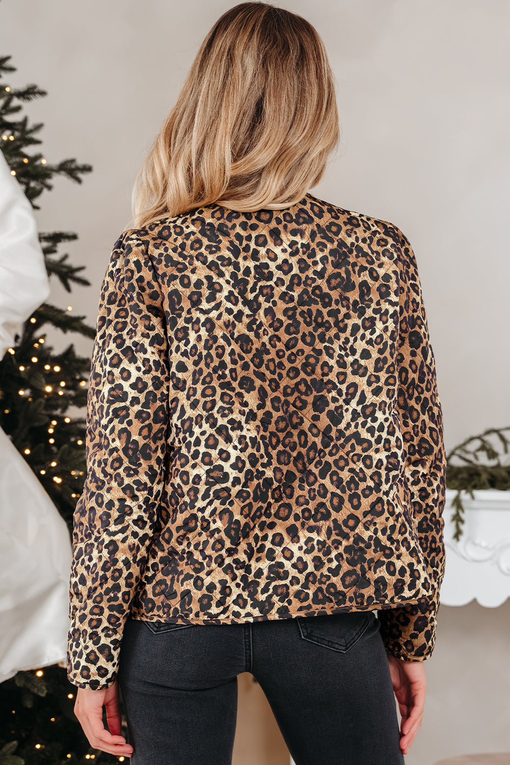 Leopard Quilted Tie Front Jacket - eAura