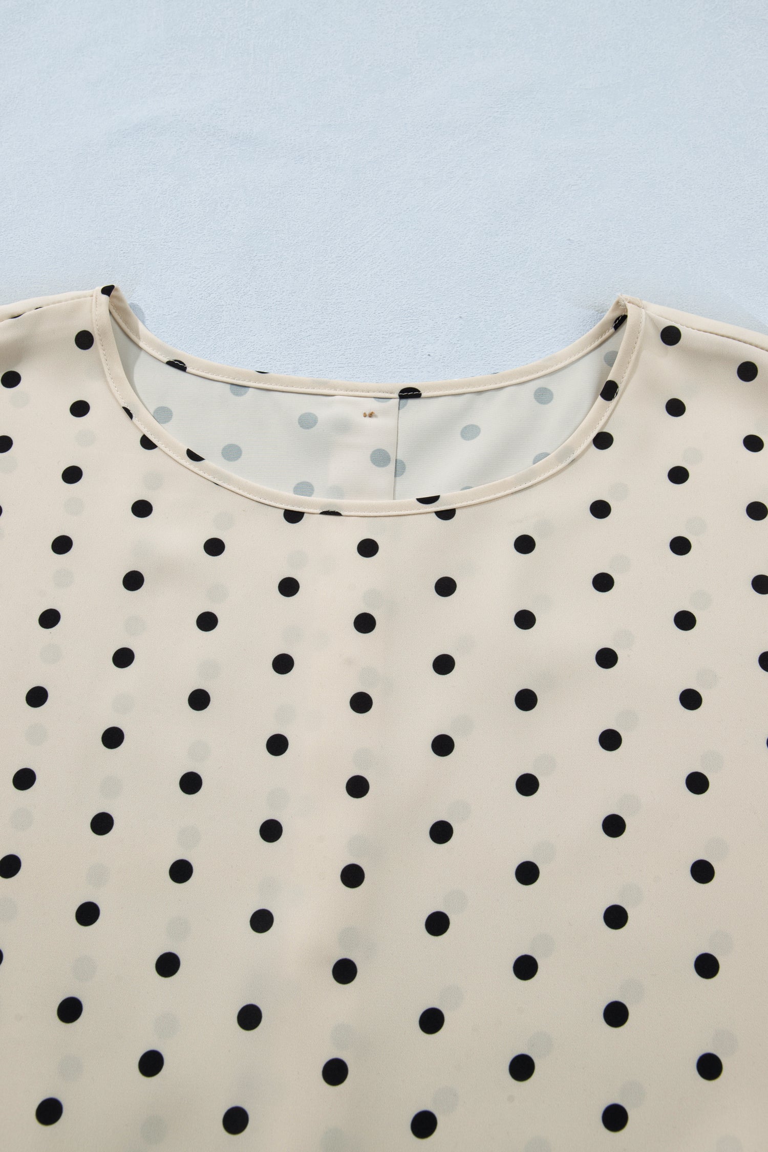 Plus Size Polka Dot Print Button Detail Short Sleeve Babydoll Blouse