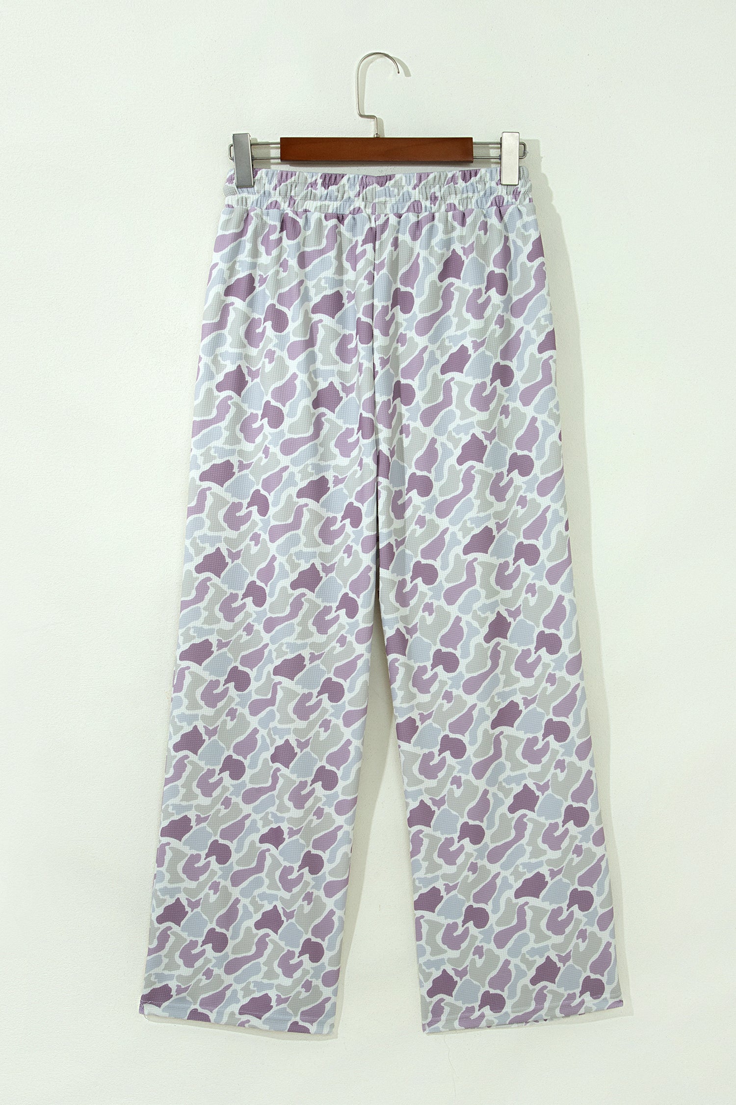 Camo Print Drawstring Waist Loose Fit Full Length Pants – Green
