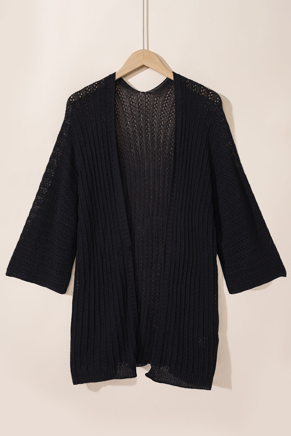 Black Hollow-out Bracelet Sleeve Knit Cardigan eAura