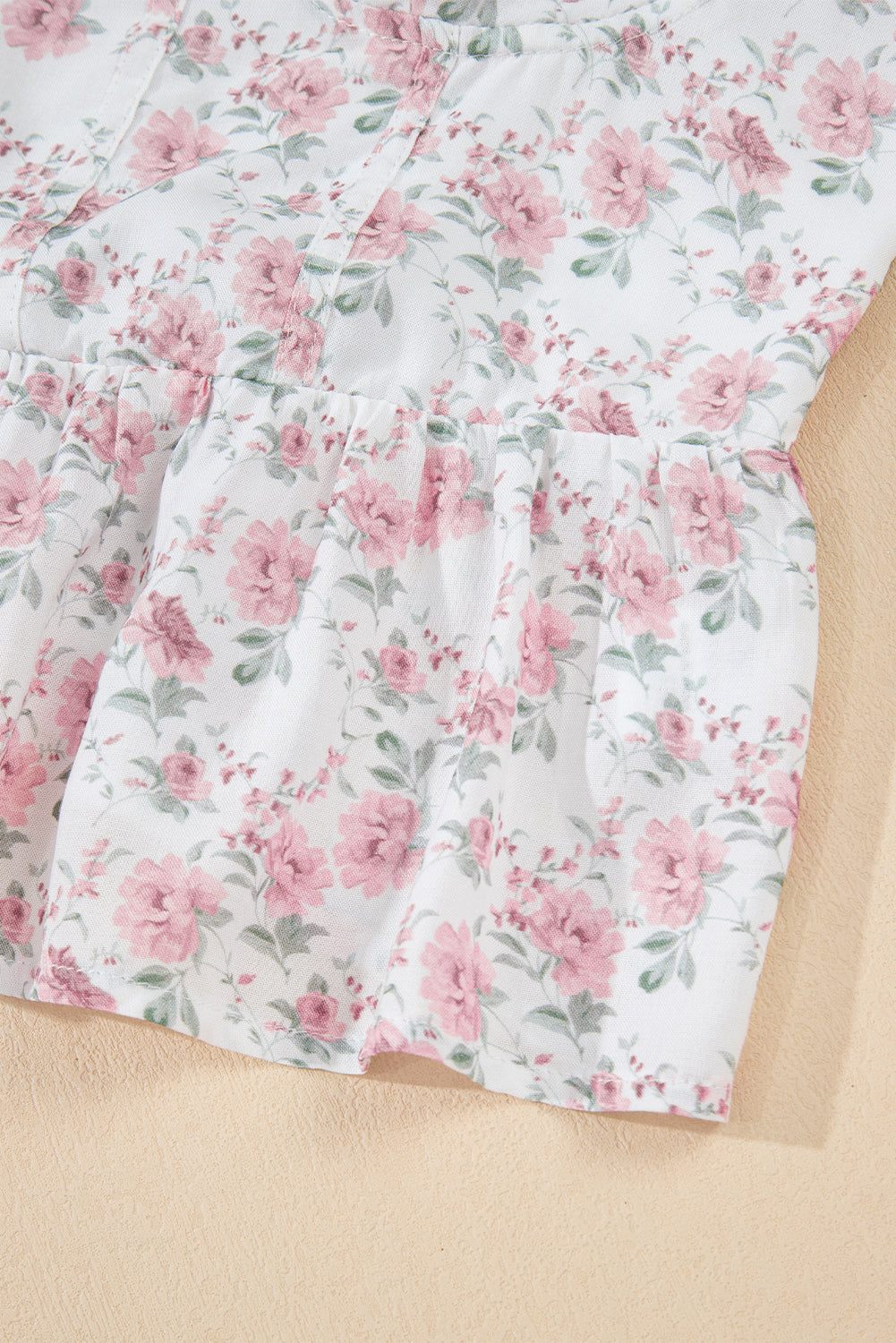 Pink Floral Flutter Peplum Vest Top eAura