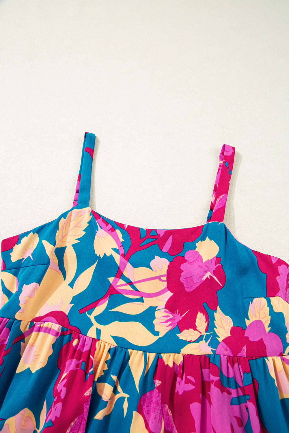 Dark Blue Floral High Waist Sleeveless Flared Long Dress eAura