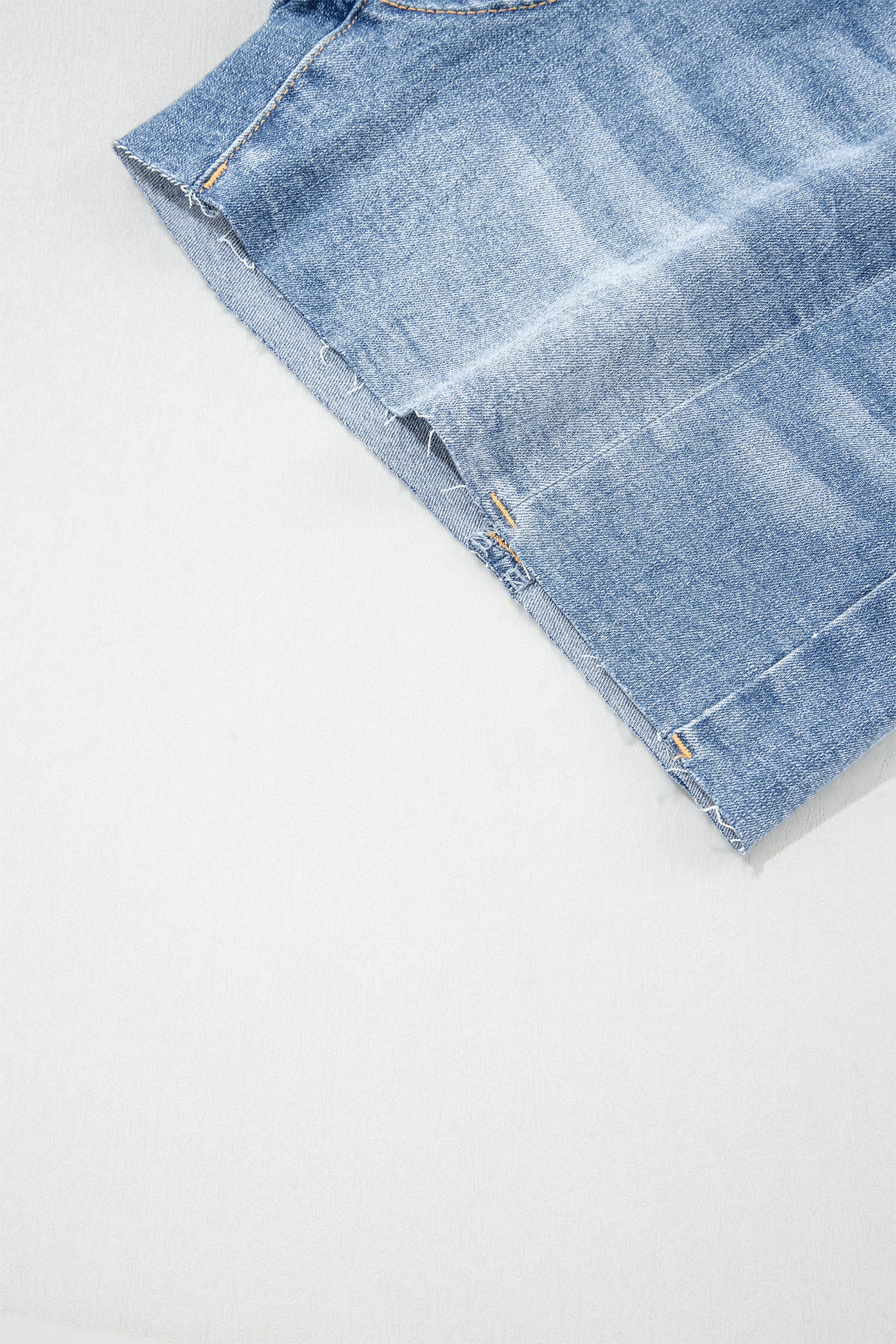 Acid Wash Raw Hem Denim Shorts – High Waist
