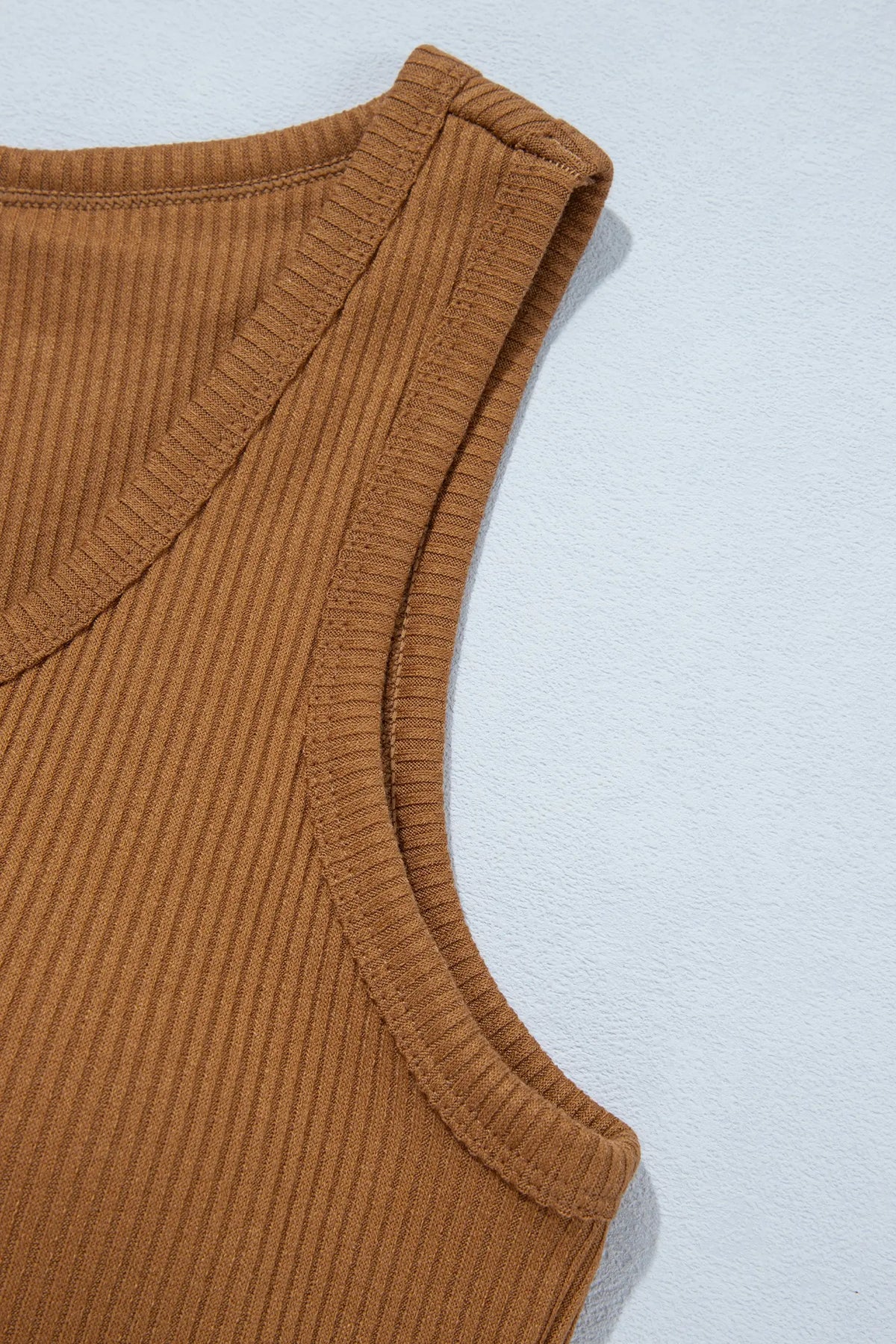 Ribbed Knit Sweet Lace Hem Vest – Beige