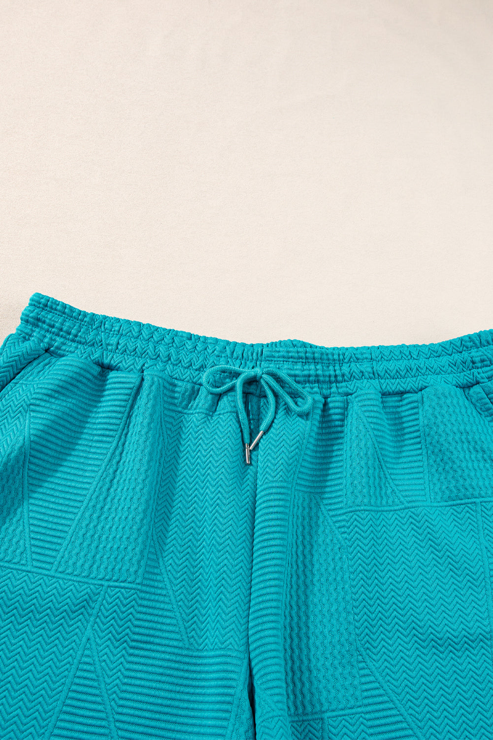 Skobeloff Textured Ruffle Split Top and Drawstring Shorts eAura