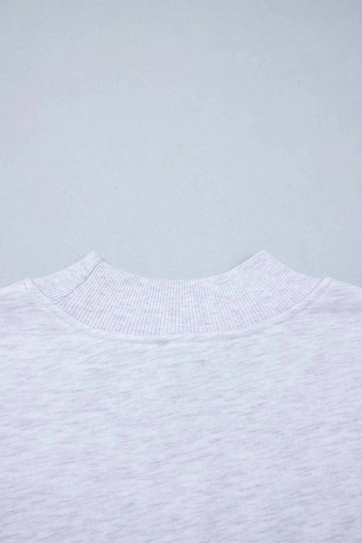 High Neck Embroidered Checkered Letter Game Day Sweatshirt – Light Grey
