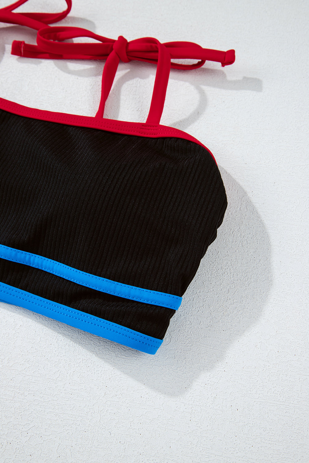 Black Triple Colour Trimmed High Waist Bikini Set eAura