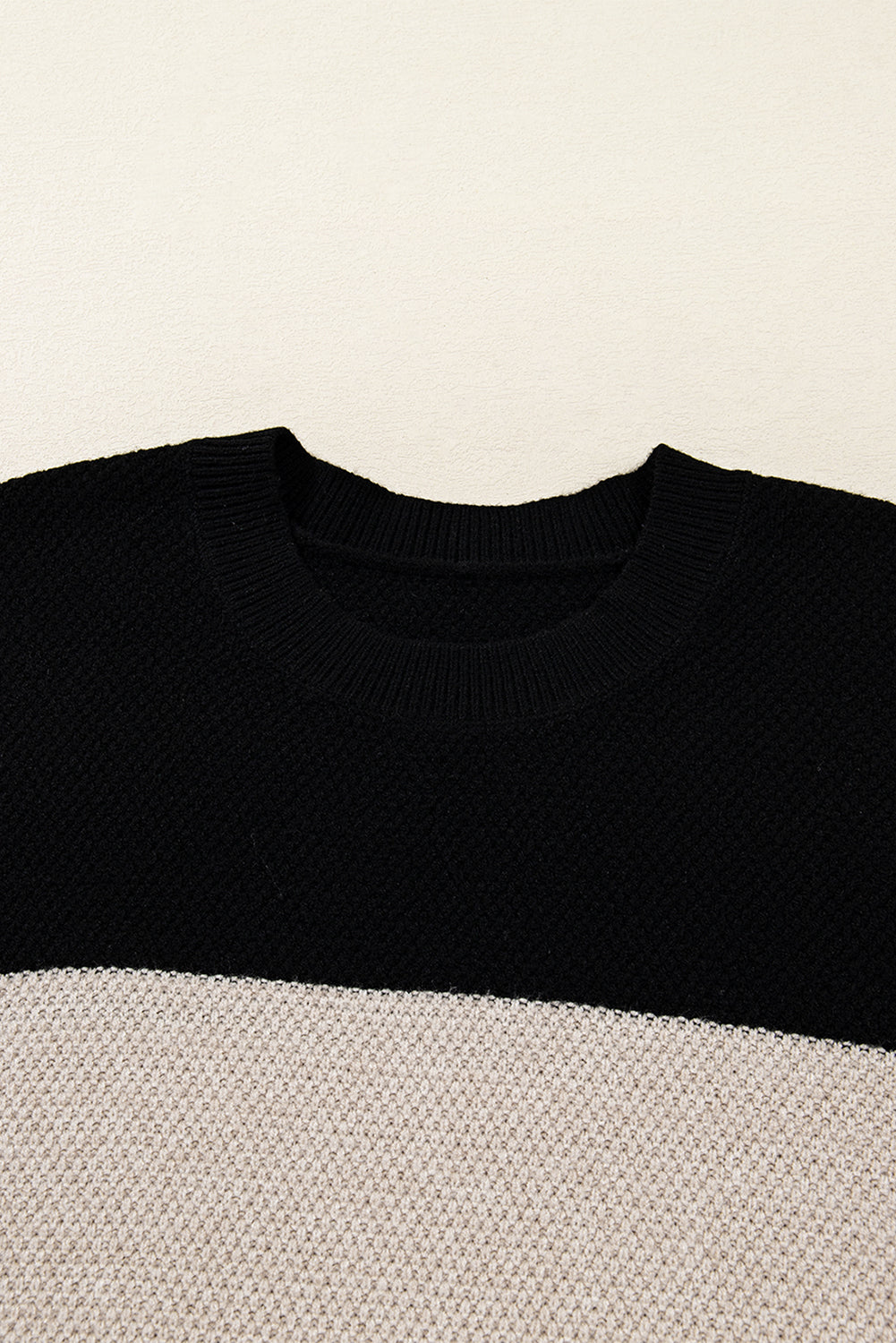 Colour Block Knit Striped Sleeve Detail Casual Sweater eAura