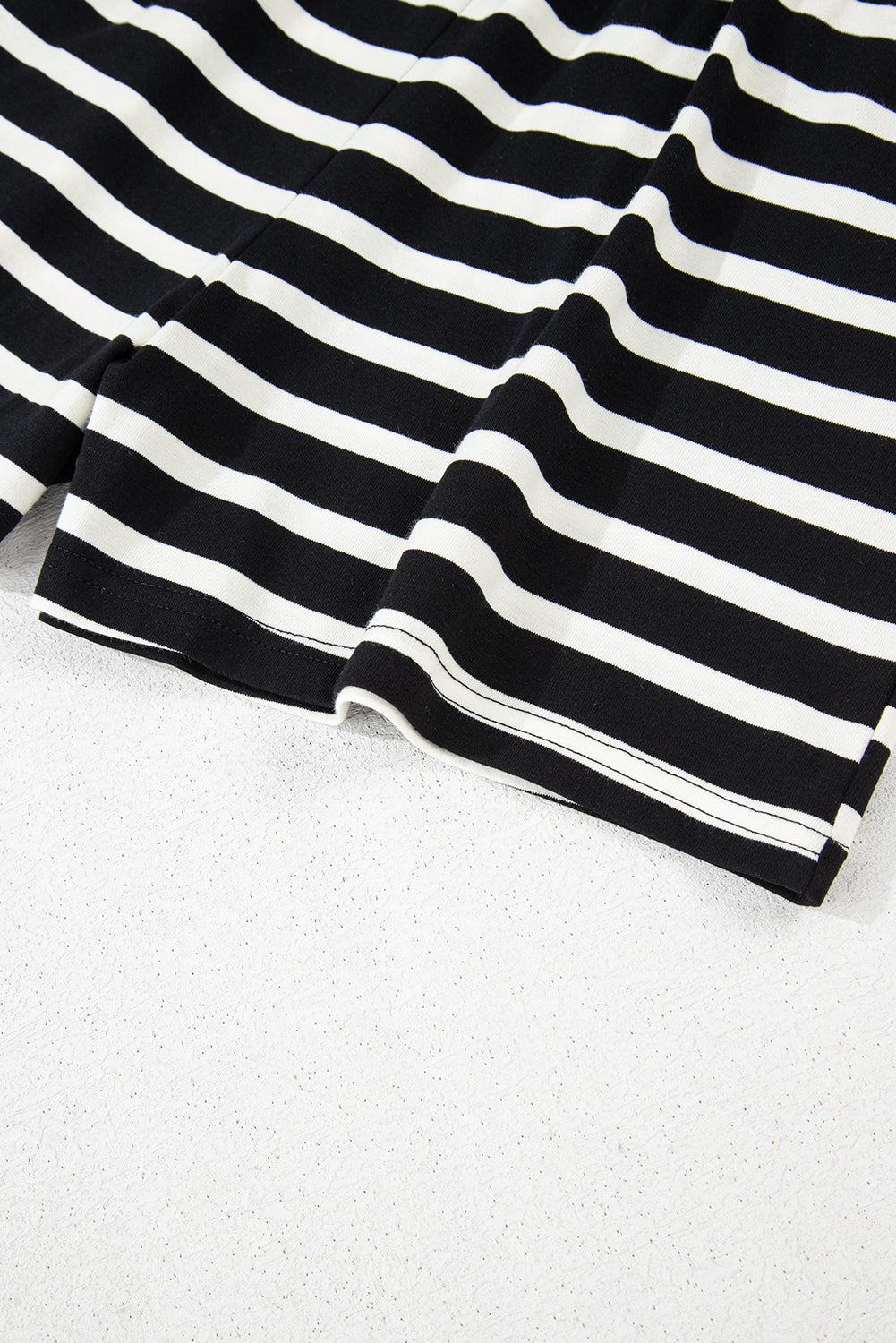 Black White Striped Short Sleeve Top and Shorts Set eAura