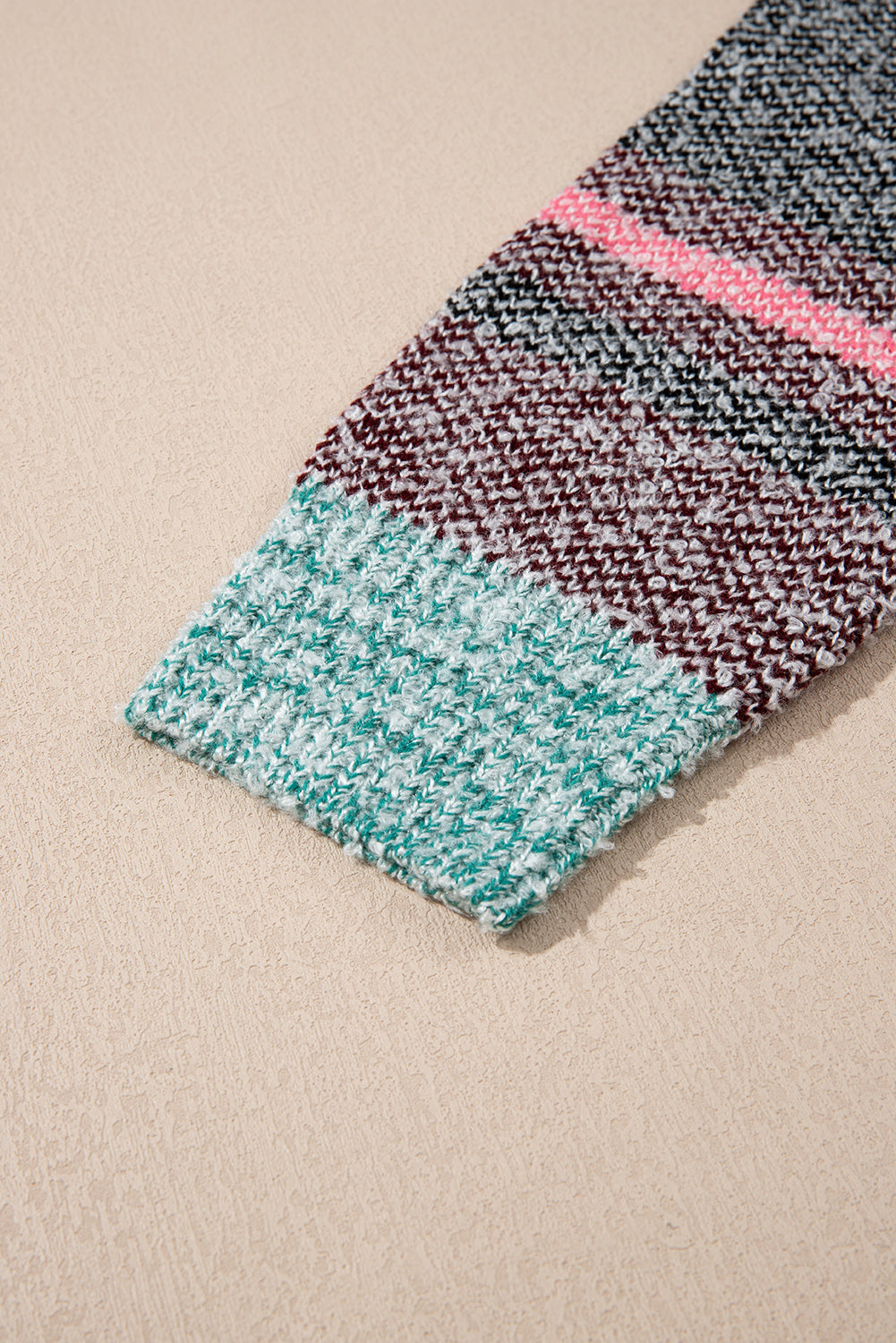 Multicolour Colour Block Striped Side Open Front Cardigan - eAura