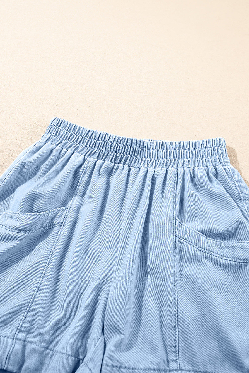 Beau Blue Light Wash Pocketed Wide Leg Denim Shorts eAura