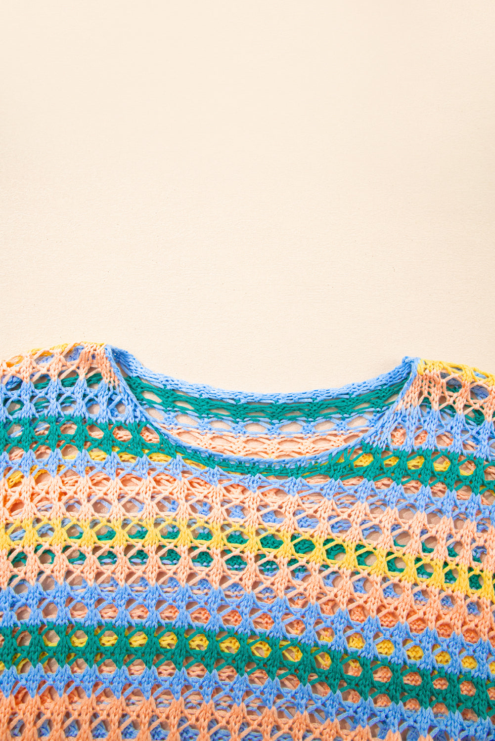 Carrot Multi Stripe Open Knit Sweater Beach Cover Up eAura