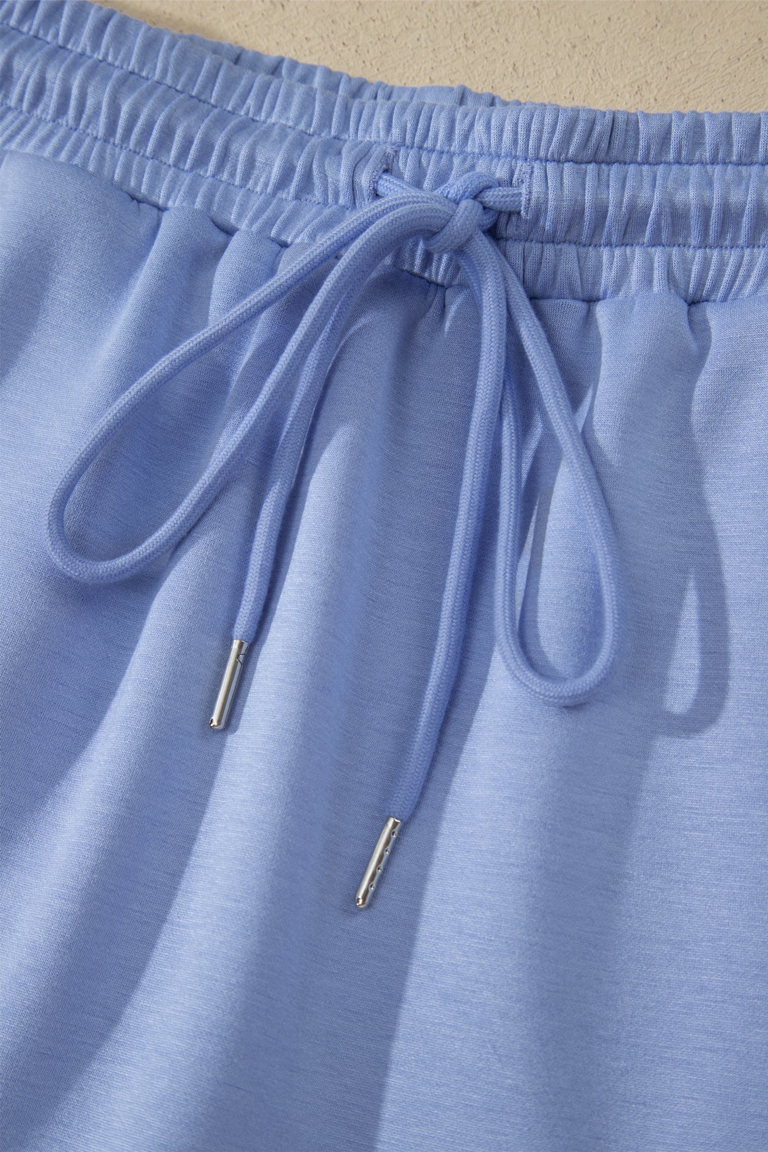 Sky Blue Preppy Striped Trim V Neck Polo Tee Drawstring Skort Set – Light Blue