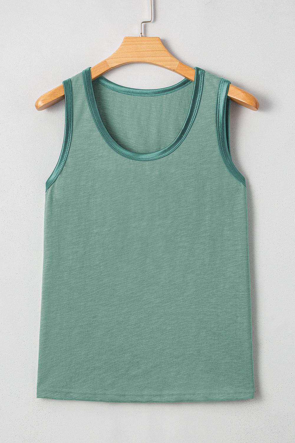 Mist Green Metallic Sheen Edge Scoop Neck Sleeveless Top eAura