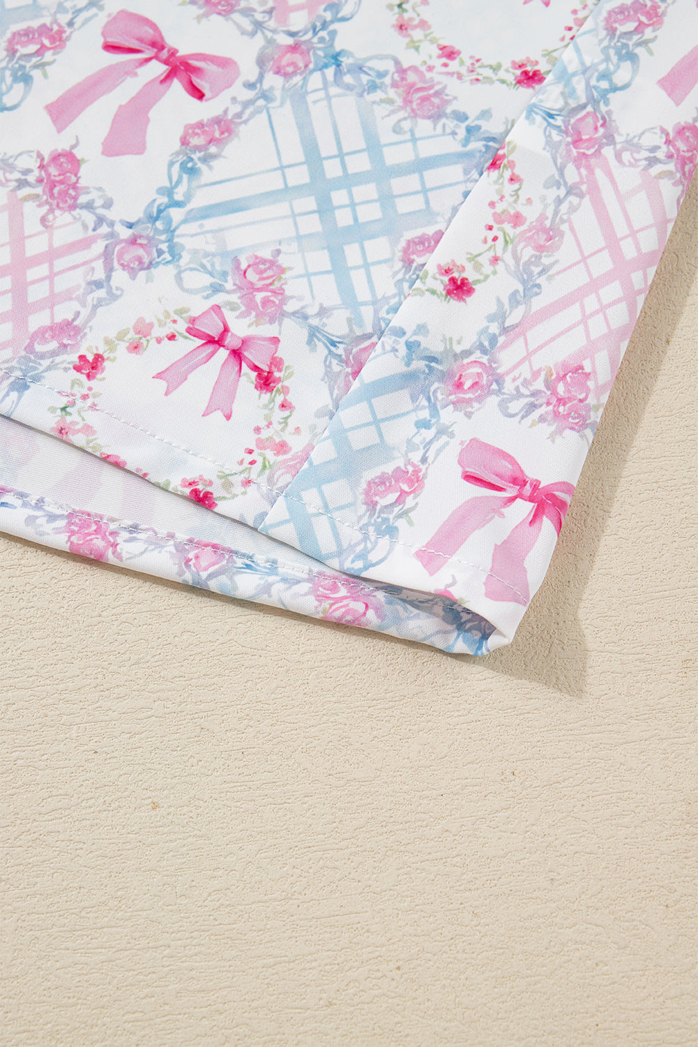 Pink Bow Wreath Pattern Christmas Pyjamas Tied Front Long Sleeve Dear-Lover Dropshipping