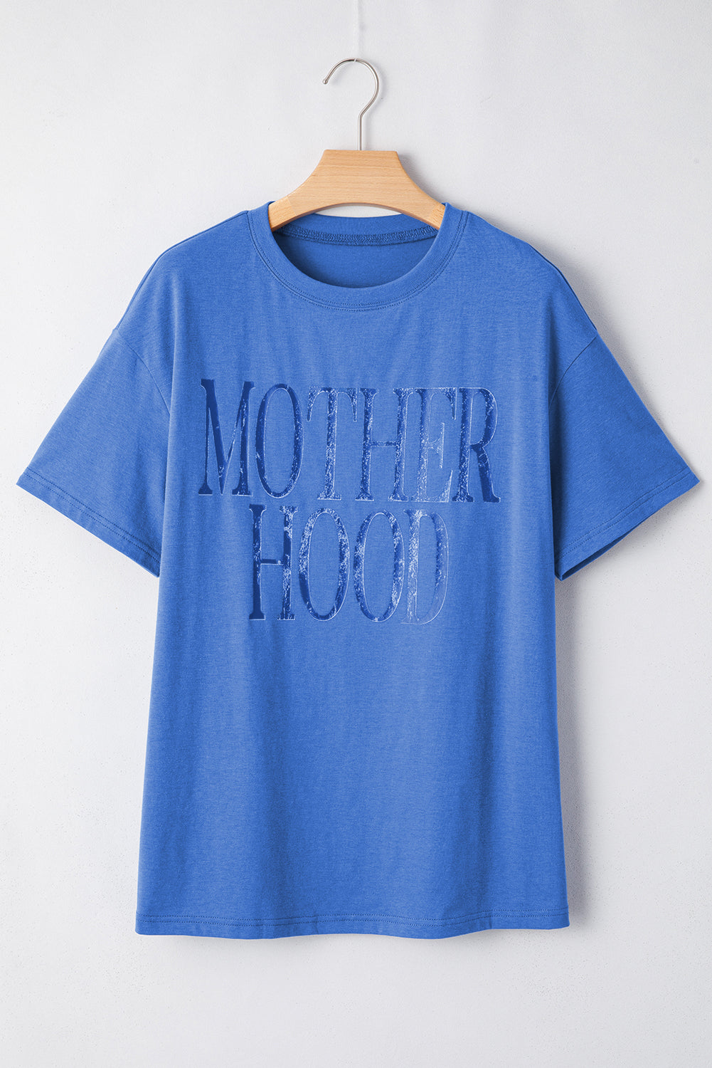 Sky Blue Vintage MOTHERHOOD Letter Graphic T Shirt eAura