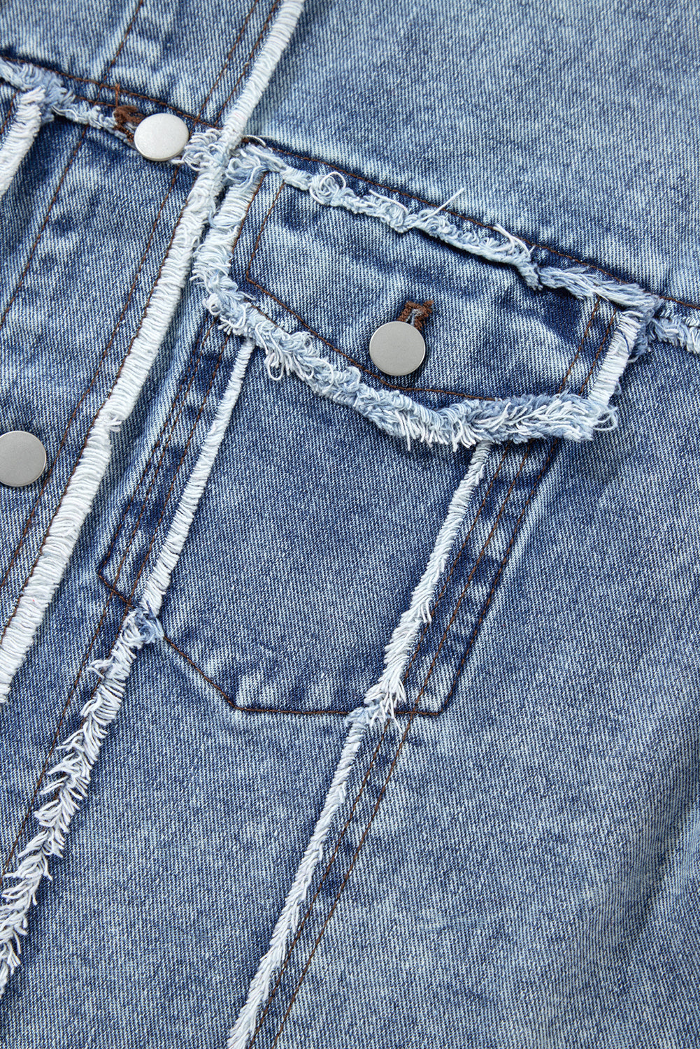 Beau Blue Plaid Print Patchwork Hooded Raw Hem Denim Jacket Beagle Boutique Fashion Outlet