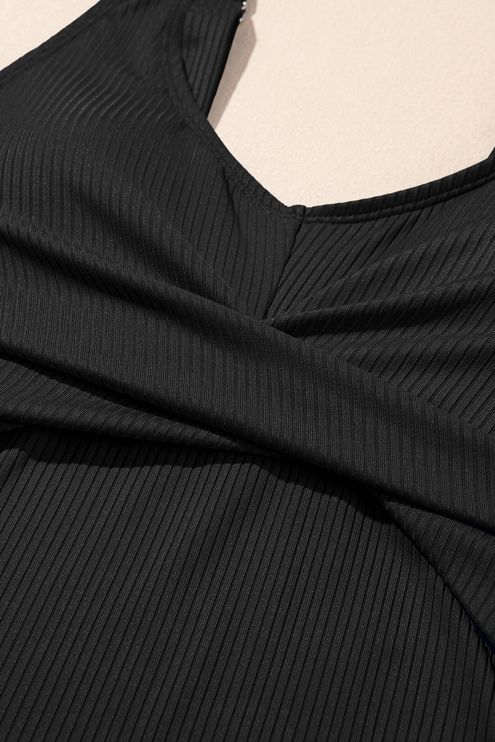 Ribbed Crossed Detail Tankini & Skort Two-Piece Swimsuit