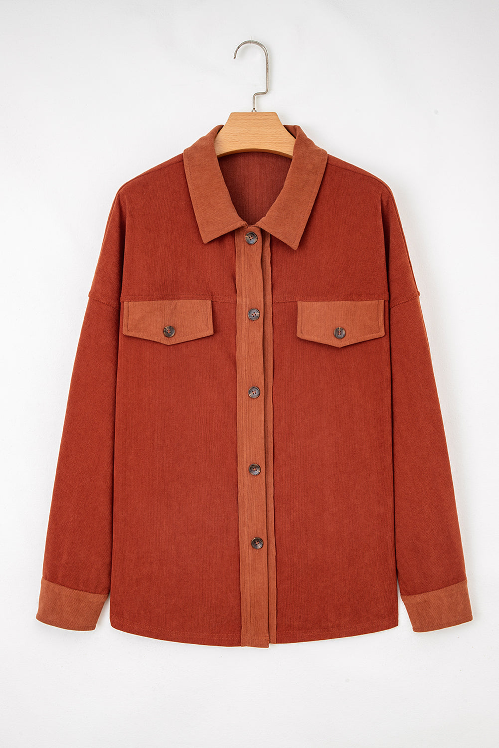 Drop Shoulder Casual Shacket With Pockets - eAura