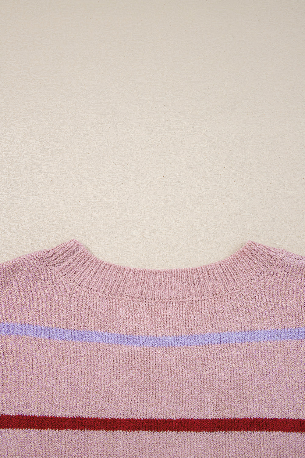 Striped Ribbed Edge Drop Shoulder Sweater eAura