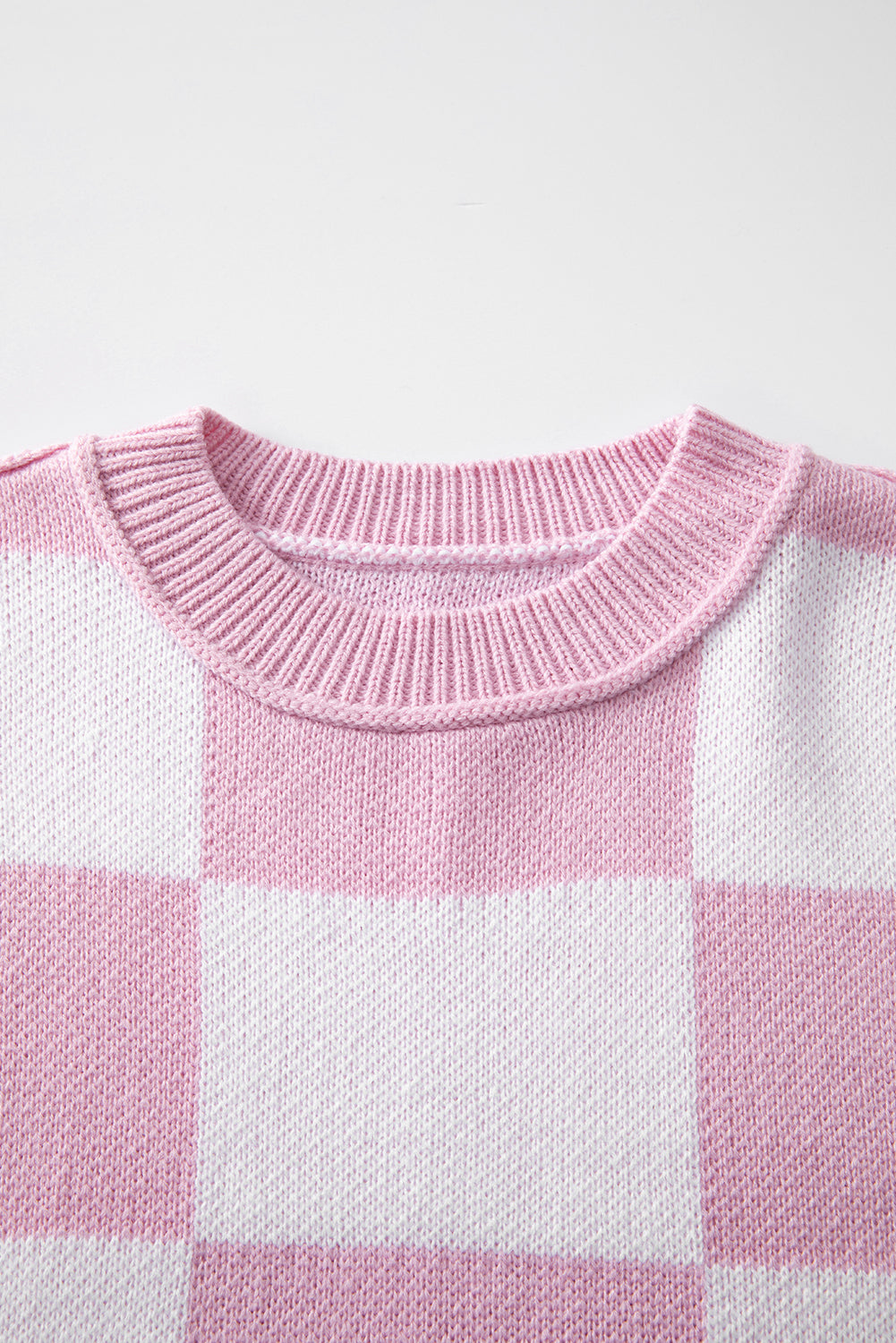 Checkered Bishop Sleeve Sweater – Rose, Pink, Green, Brown, Red & Black