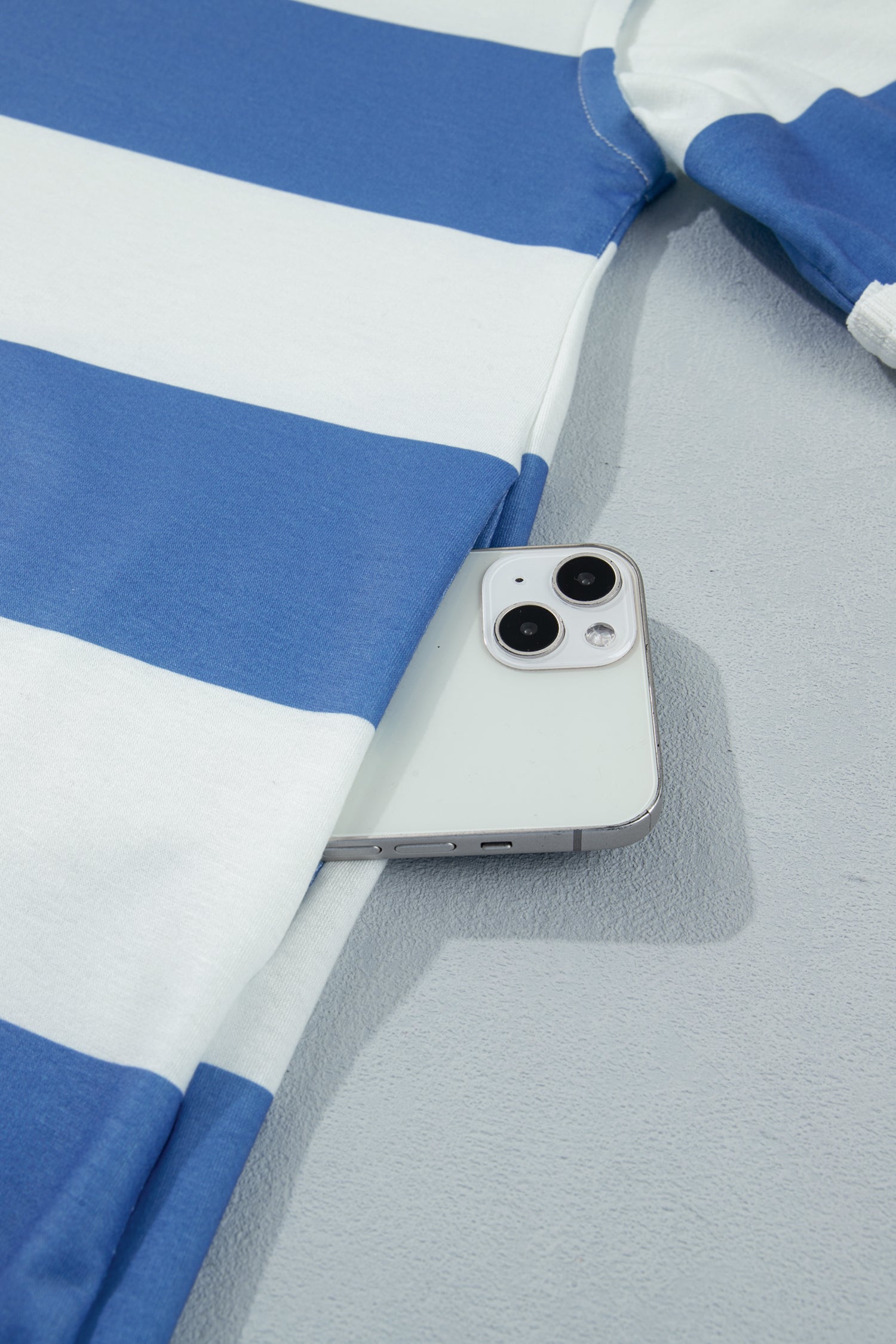 Raw Seam Shoulder Detail Casual Tee Dress – Blue Stripe