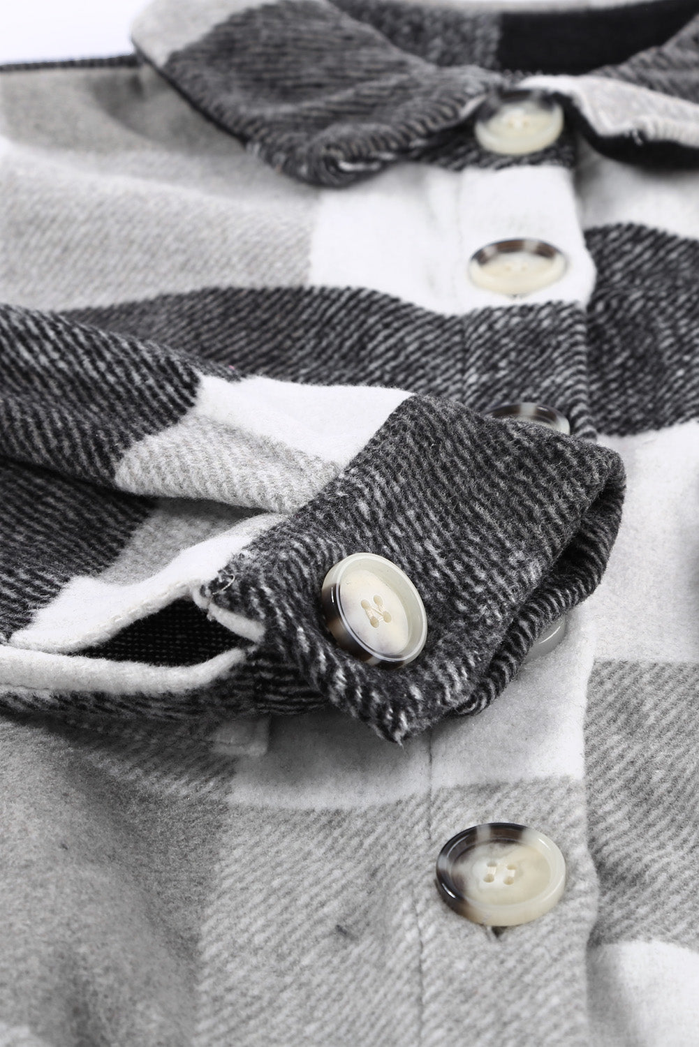 Khaki Plaid Colour Block Buttoned Long Sleeve Jacket with Pocket Beagle Boutique Fashion Outlet