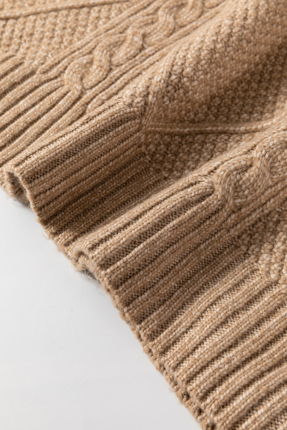 Parchment Cable Knit Drop Shoulder Loose Fit Sweater Dress eAura