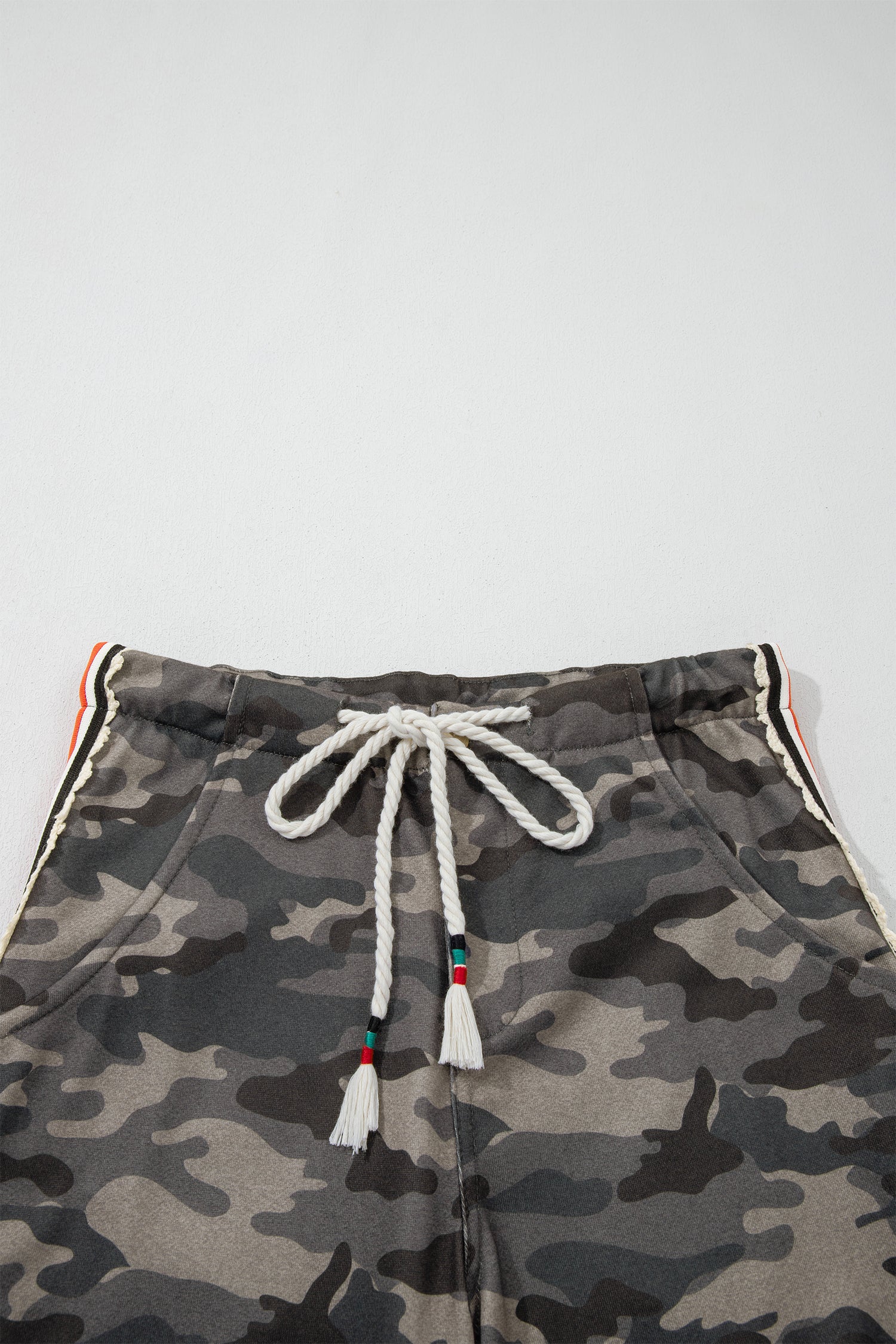Camo Print Striped Side Panel Drawstring Joggers