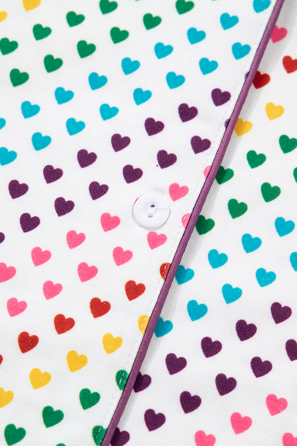 White Heart Print Long Sleeve Pyjama Set - eAura