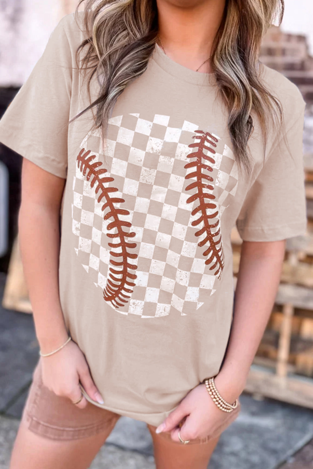 Jet Stream Checkered Baseball Graphic Tee eAura