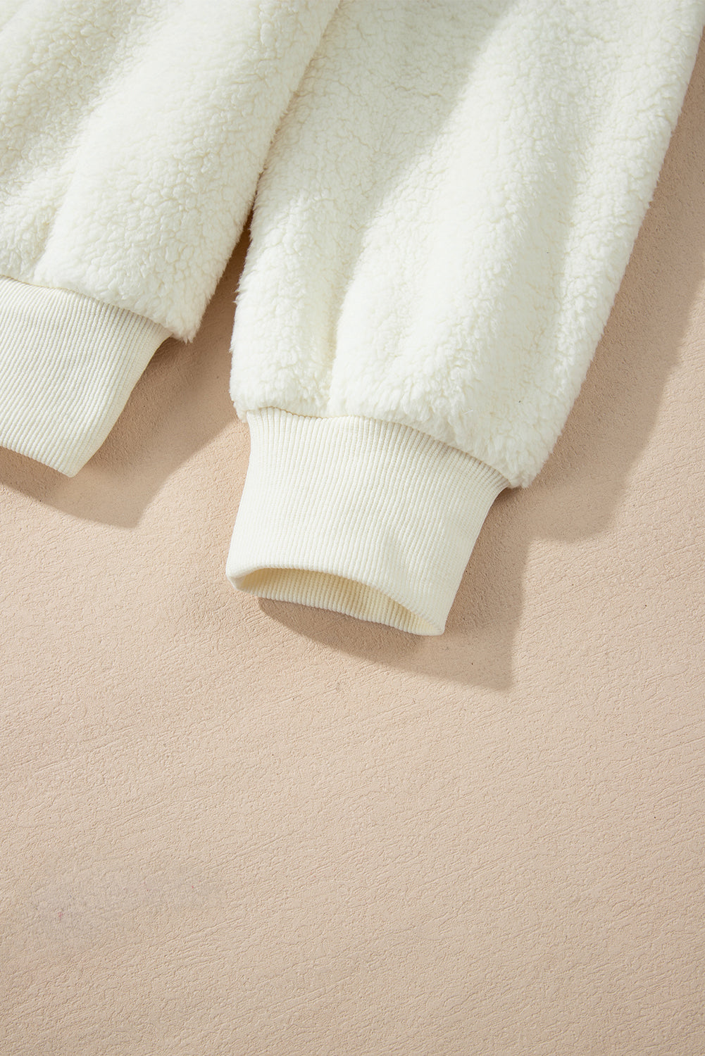Beige Sherpa HOWDY Patched Pullover Sweatshirt eAura