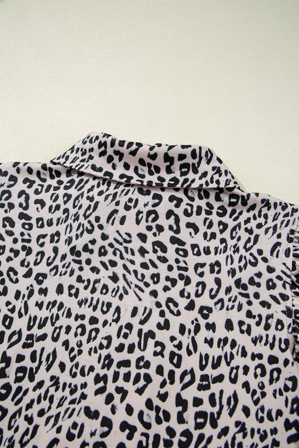 Brown Leopard Half Zipper Collared Ruffled Sleeve Top and Short Set eAura