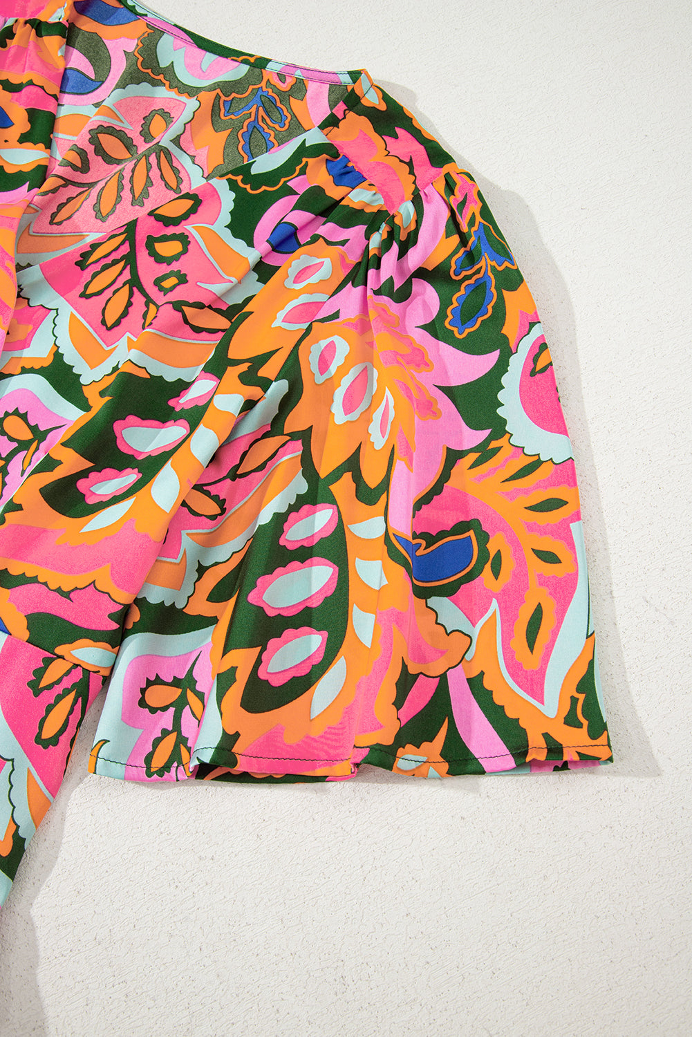 Summer Plant Print V-Neck Ruffled Maxi Dress BB Fashion Outlet
