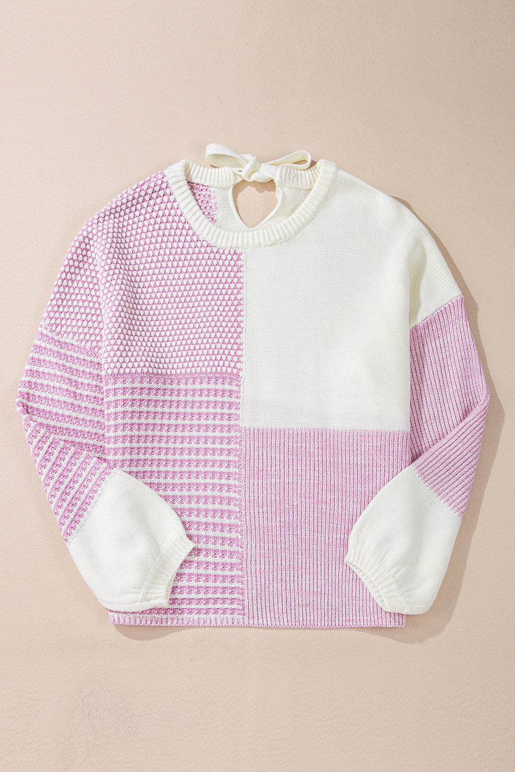 Bonbon Neutral Colourblock Tie Back Sweater eAura