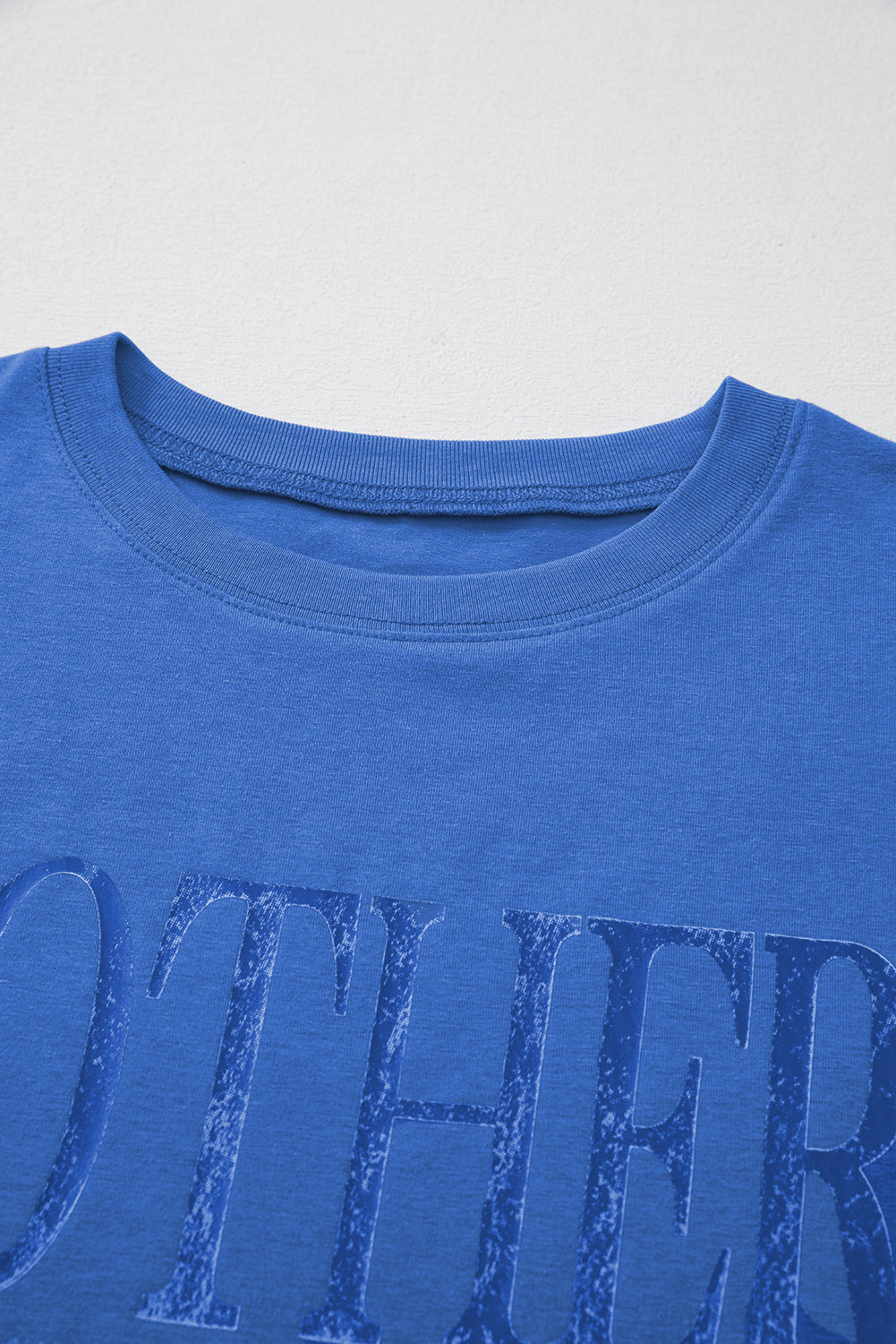 Sky Blue Vintage MOTHERHOOD Letter Graphic T Shirt eAura