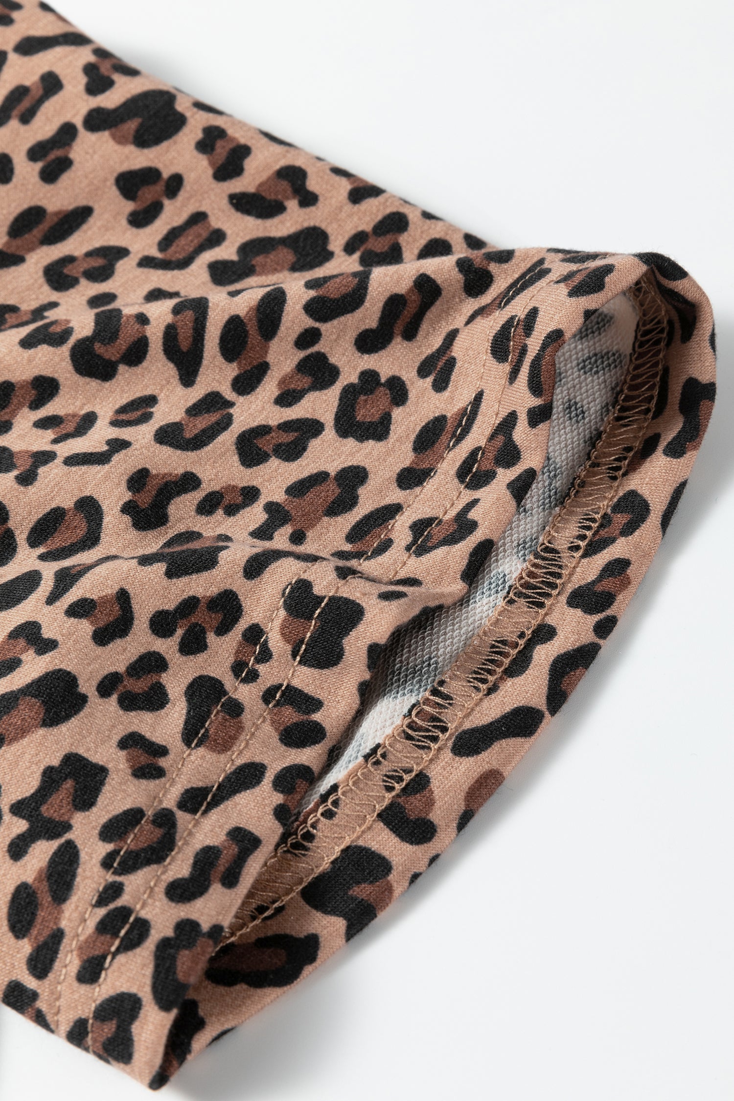 Leopard Print High-Low Tee & Wide Leg Pants Set – Brown